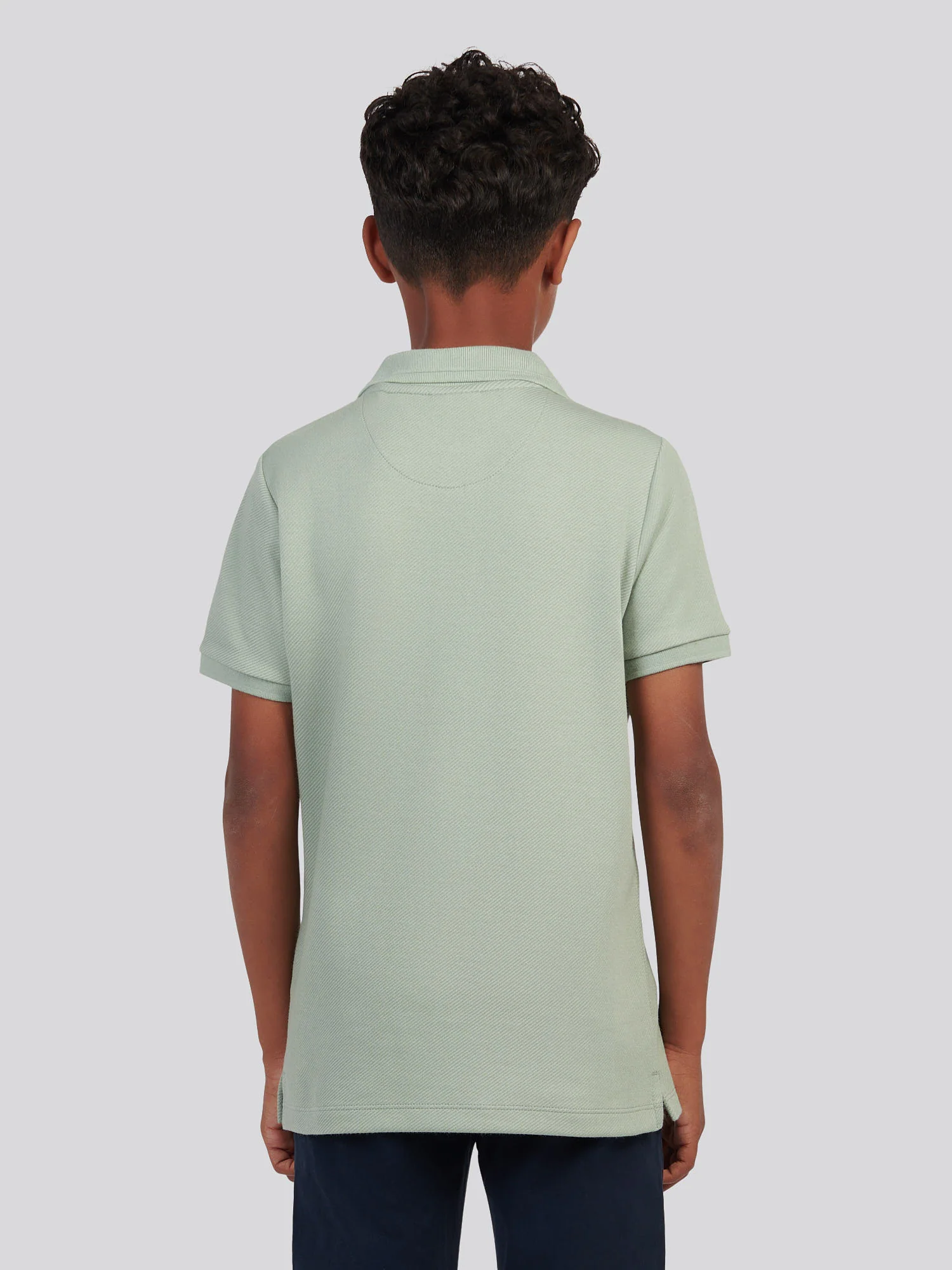 Boys Twill Texture Polo Shirt in Iceberg Green - Image 4