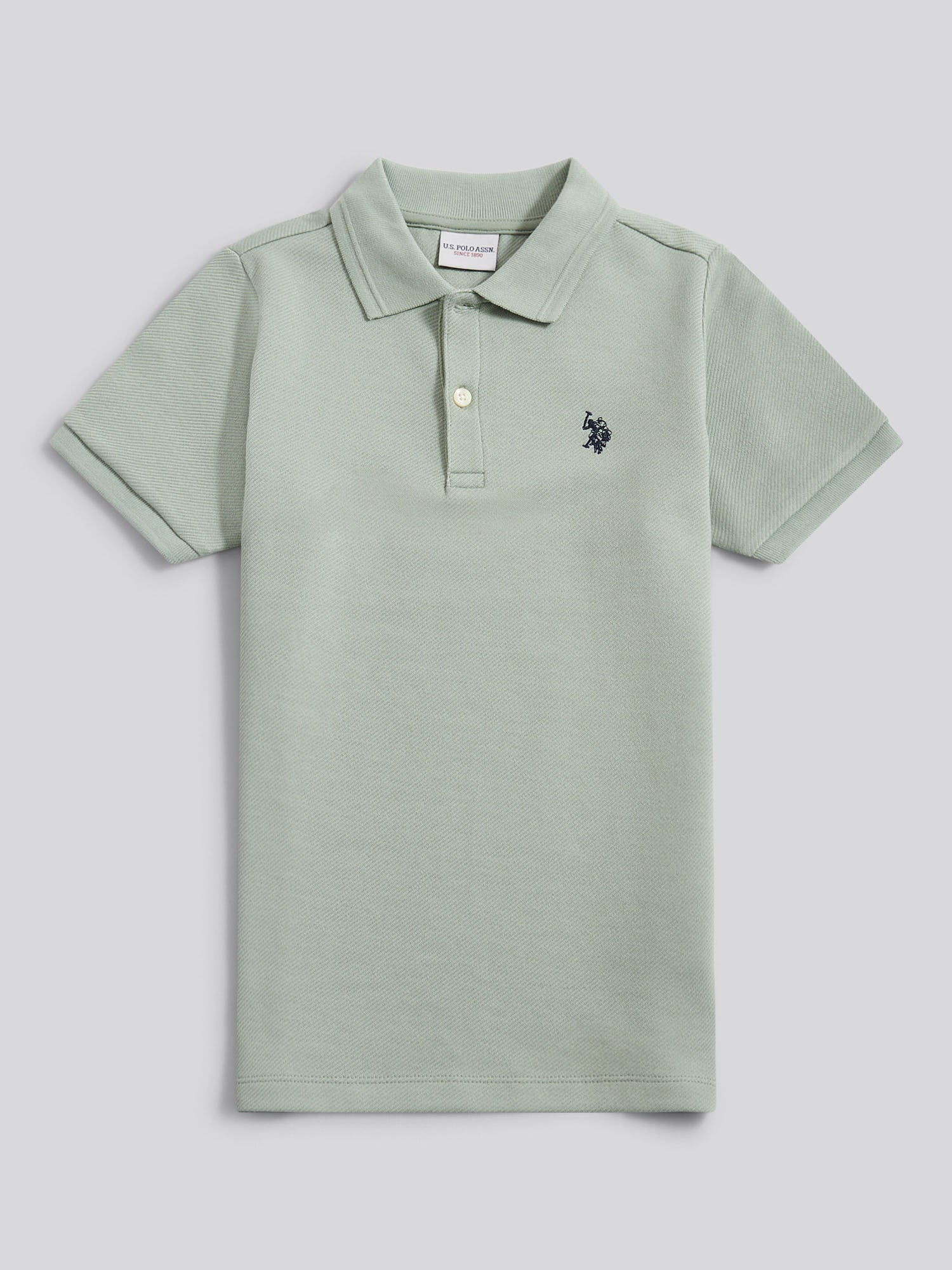 Boys Twill Texture Polo Shirt in Iceberg Green - Image 5