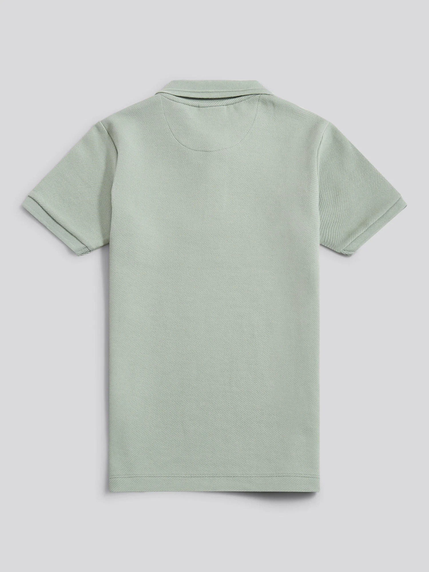 Boys Twill Texture Polo Shirt in Iceberg Green - Image 6