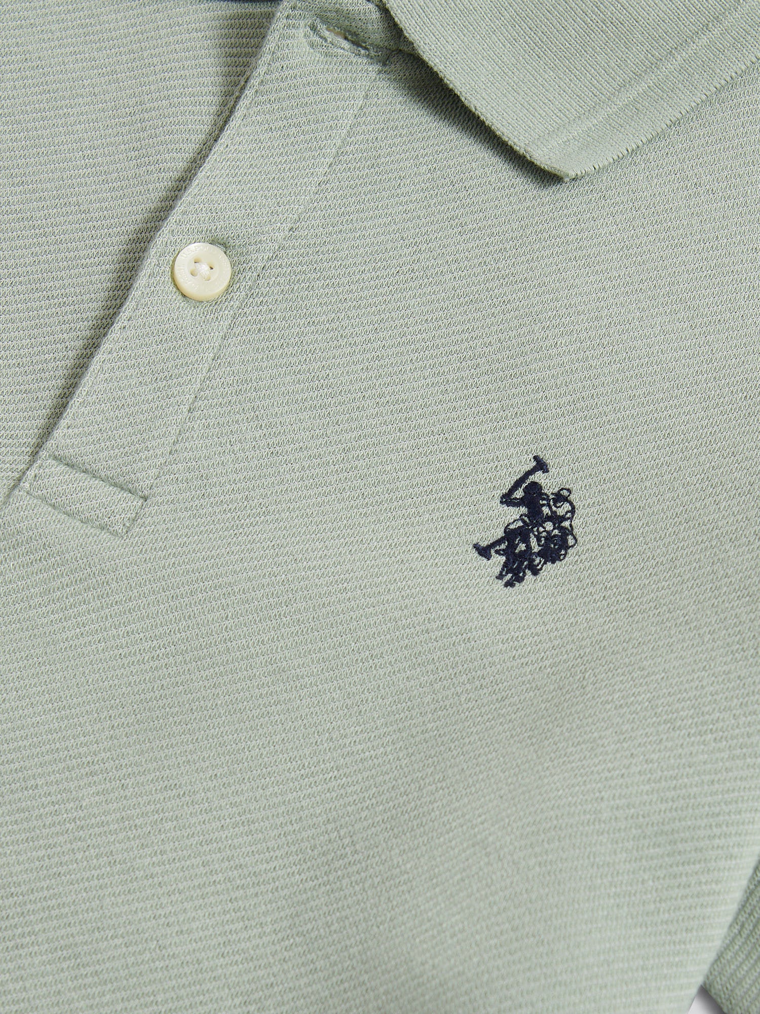 Boys Twill Texture Polo Shirt in Iceberg Green - Image 7