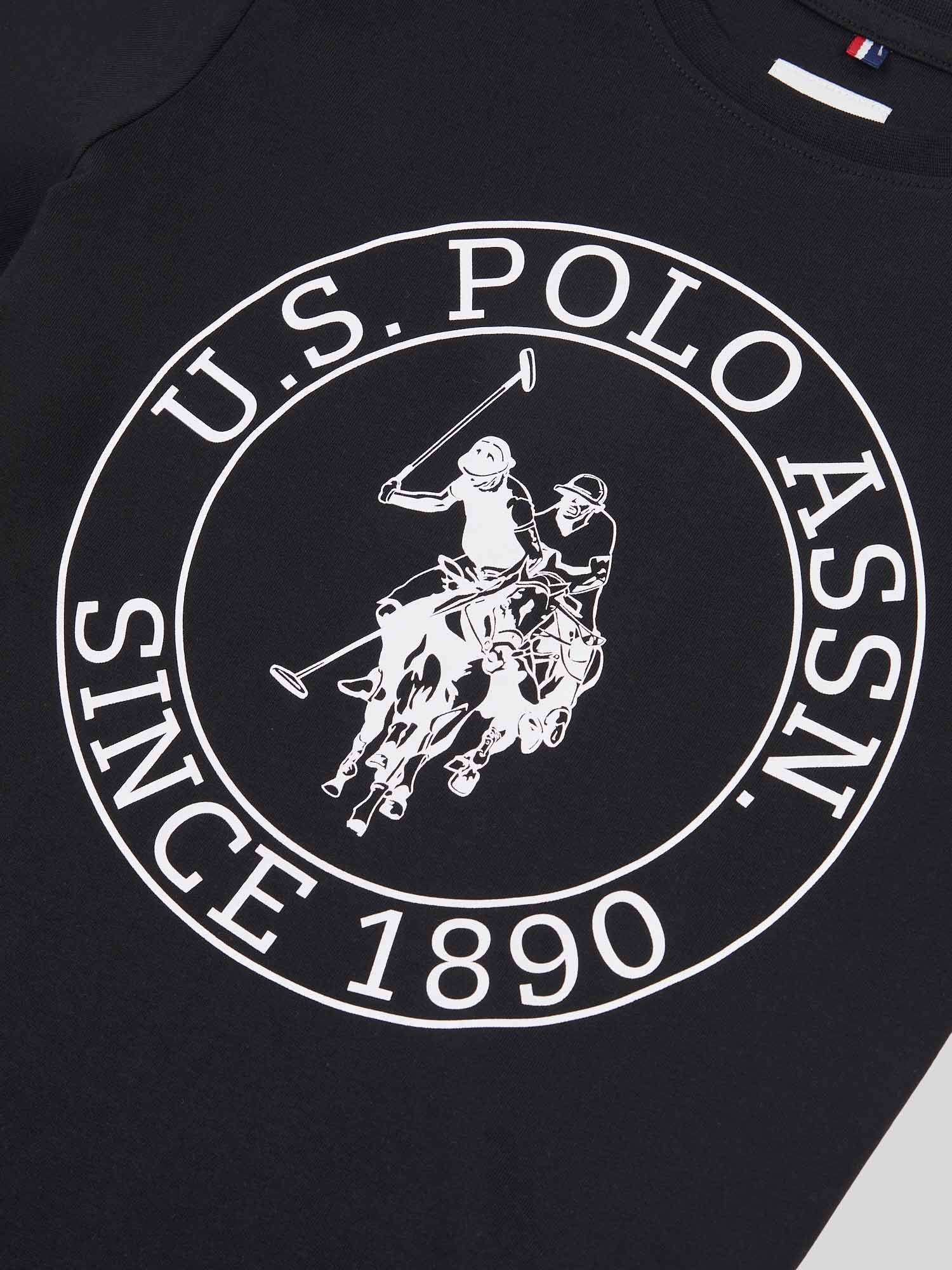 Boys USPA Circle Print T-Shirt in Black - Image 8