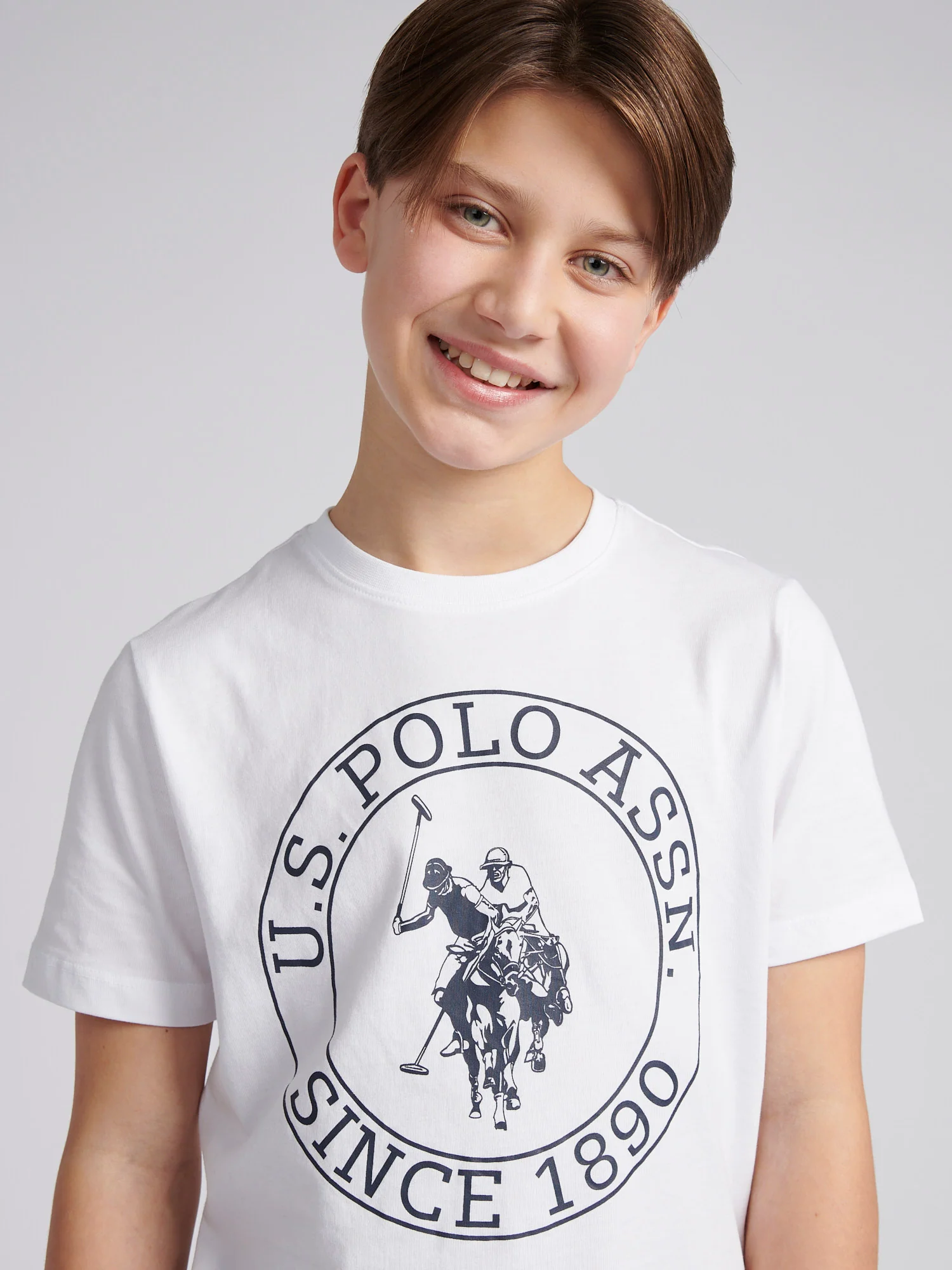 Boys USPA Circle Print T-Shirt in Bright White - Image 2