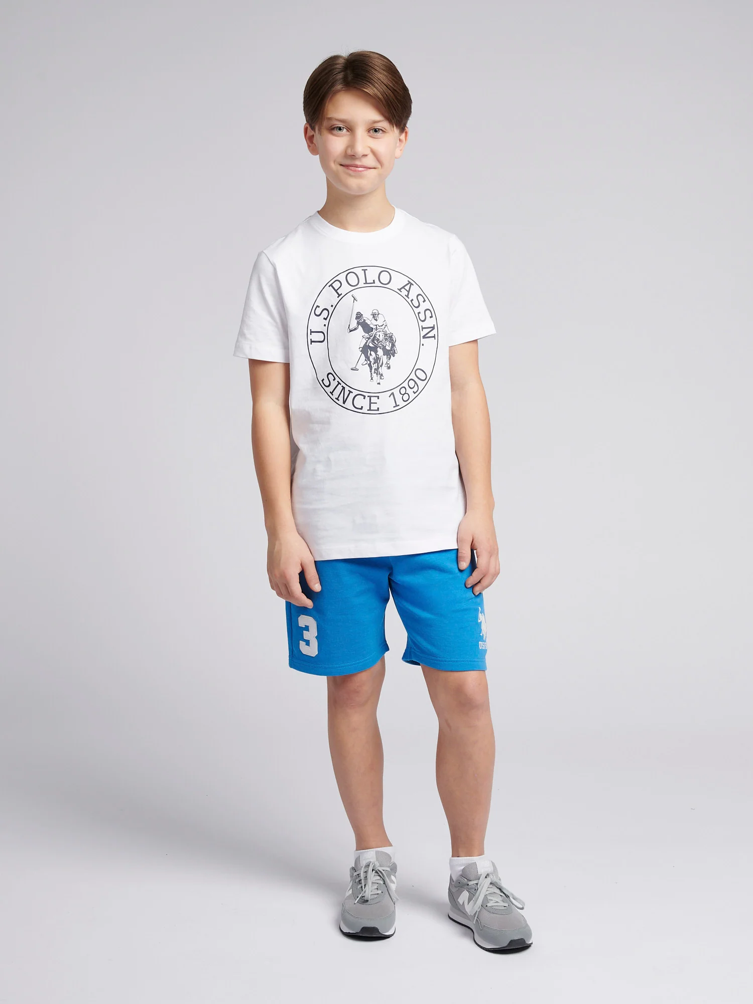 Boys USPA Circle Print T-Shirt in Bright White - Image 3