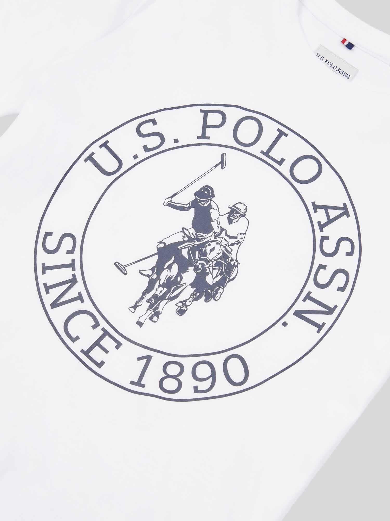 Boys USPA Circle Print T-Shirt in Bright White - Image 8
