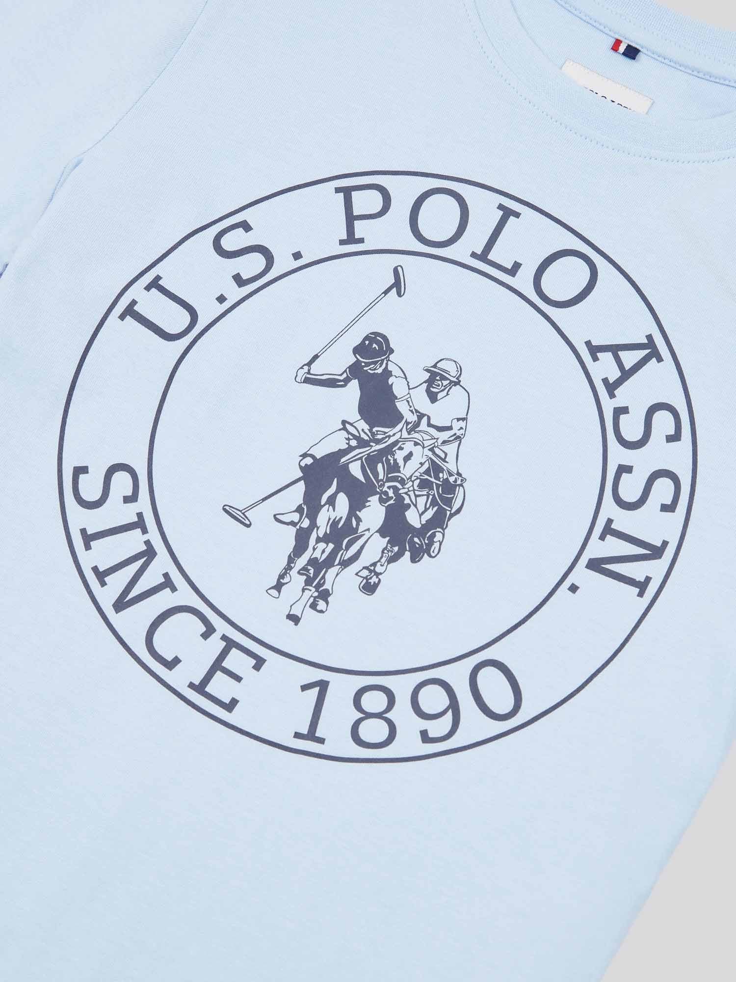 Boys USPA Circle Print T-Shirt in Chambray Blue - Image 8