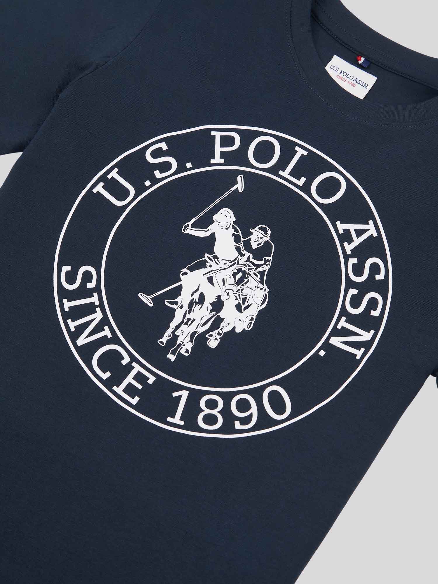 Boys USPA Circle Print T-Shirt in Dark Sapphire Navy - Image 7