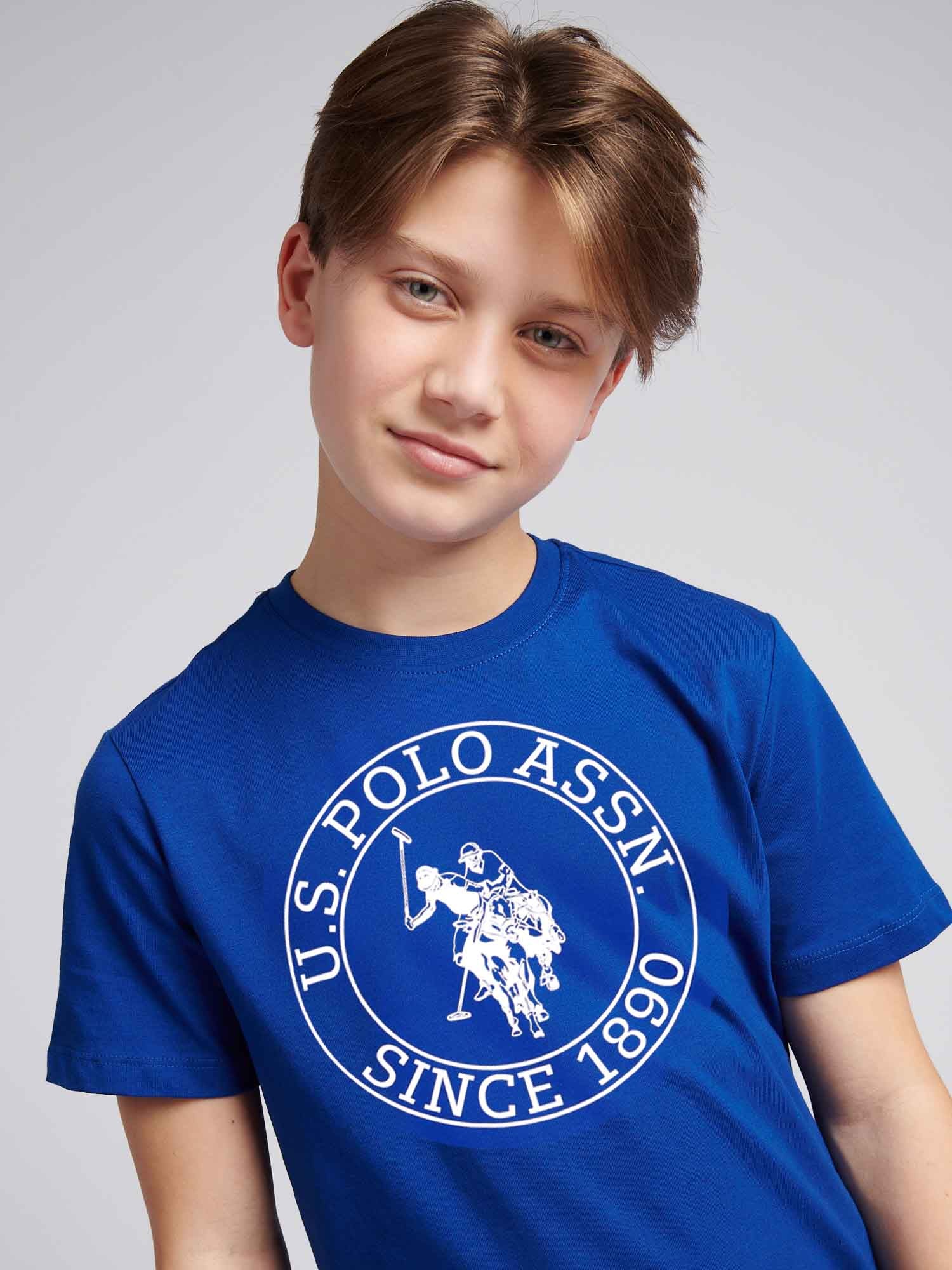 Boys USPA Circle Print T-Shirt in Sodalite Blue - Image 2