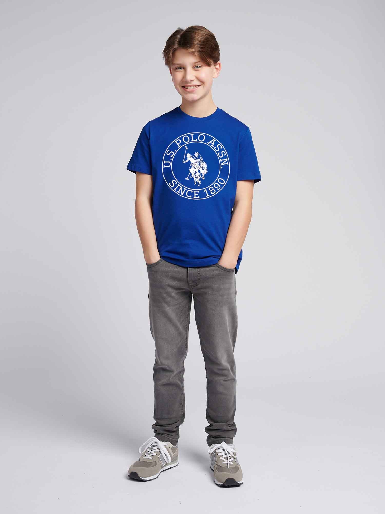 Boys USPA Circle Print T-Shirt in Sodalite Blue - Image 3