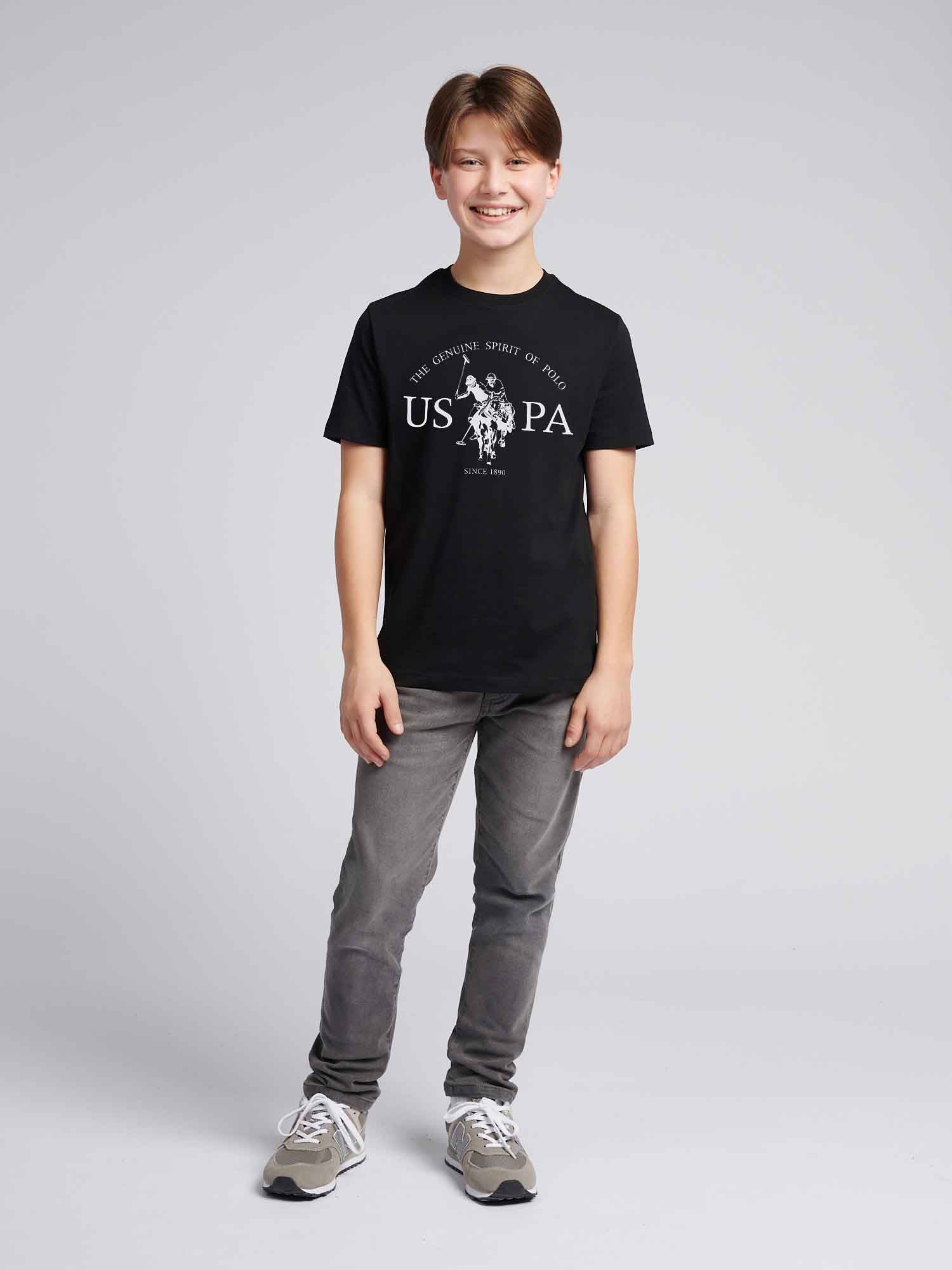 Boys USPA Print Graphic T-Shirt in Black - Image 3