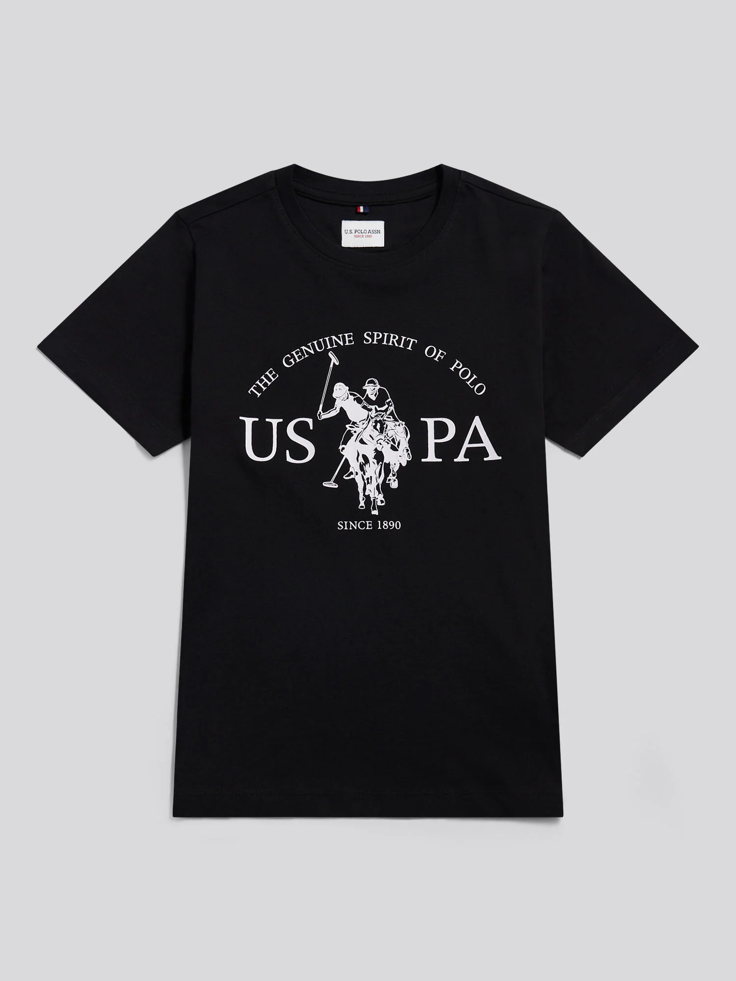 Boys USPA Print Graphic T-Shirt Black Bright White DHM - Image 5