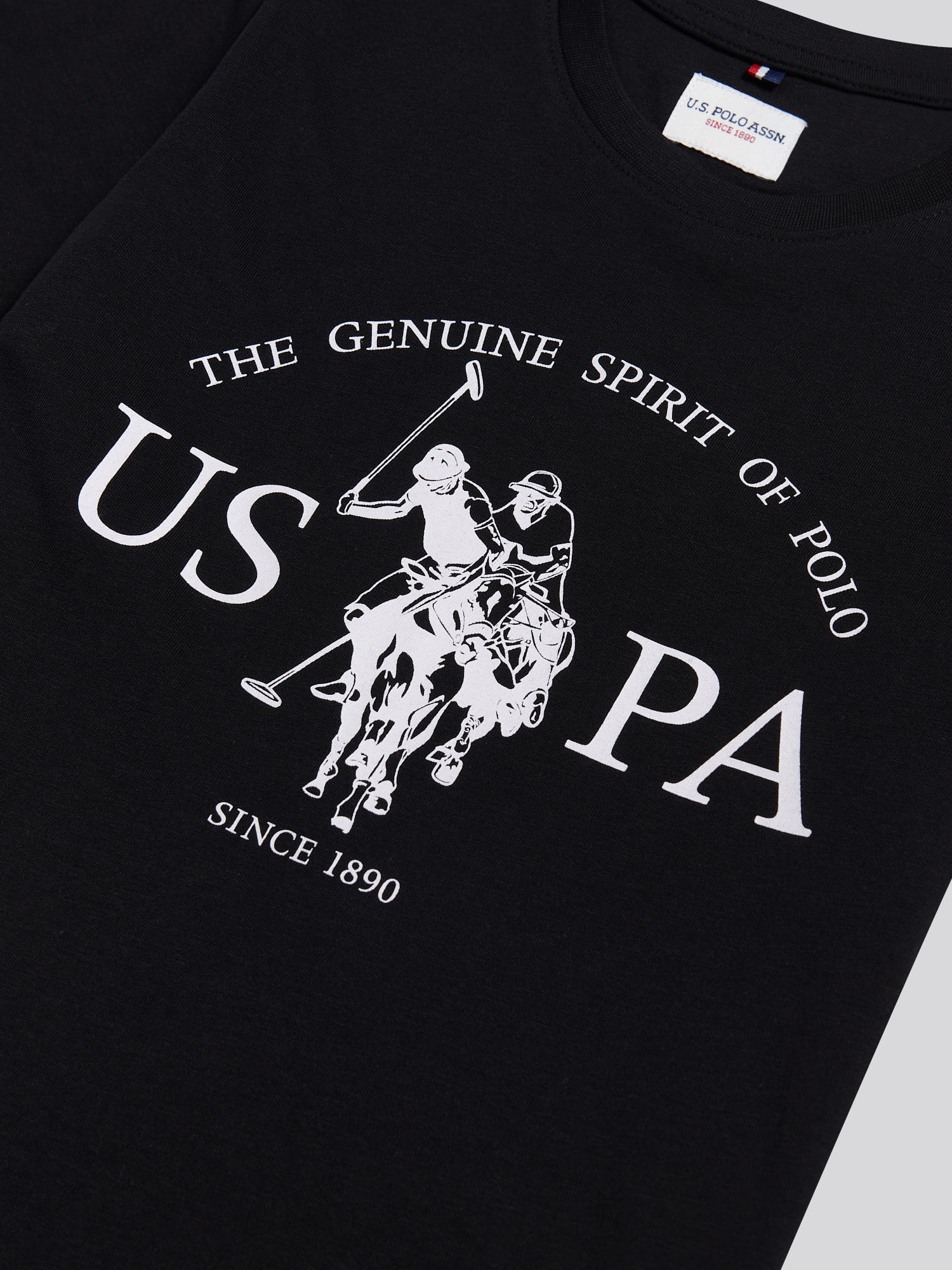 Boys USPA Print Graphic T-Shirt Black Bright White DHM - Image 7