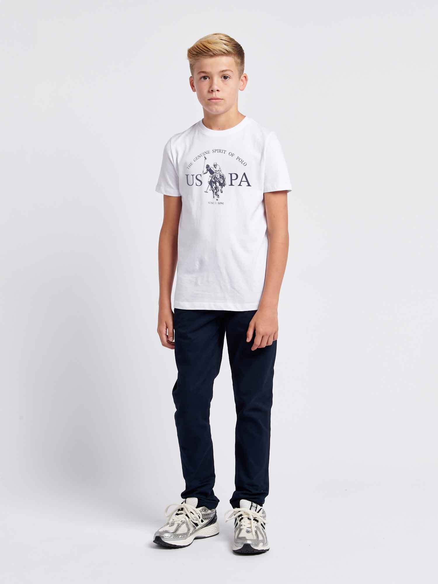 Boys USPA Print Graphic T-Shirt in Bright White - Image 3