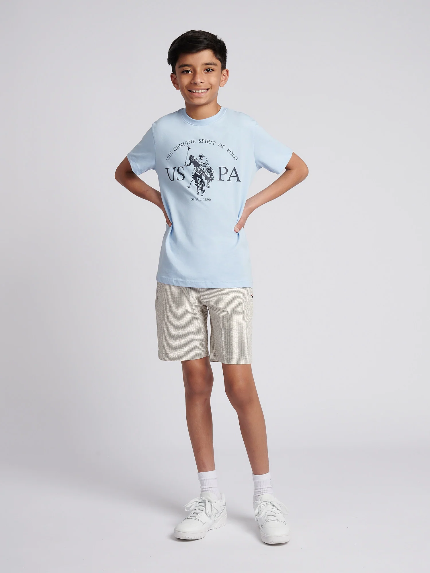 Boys USPA Print Graphic T-Shirt in Chambray Blue - Image 3