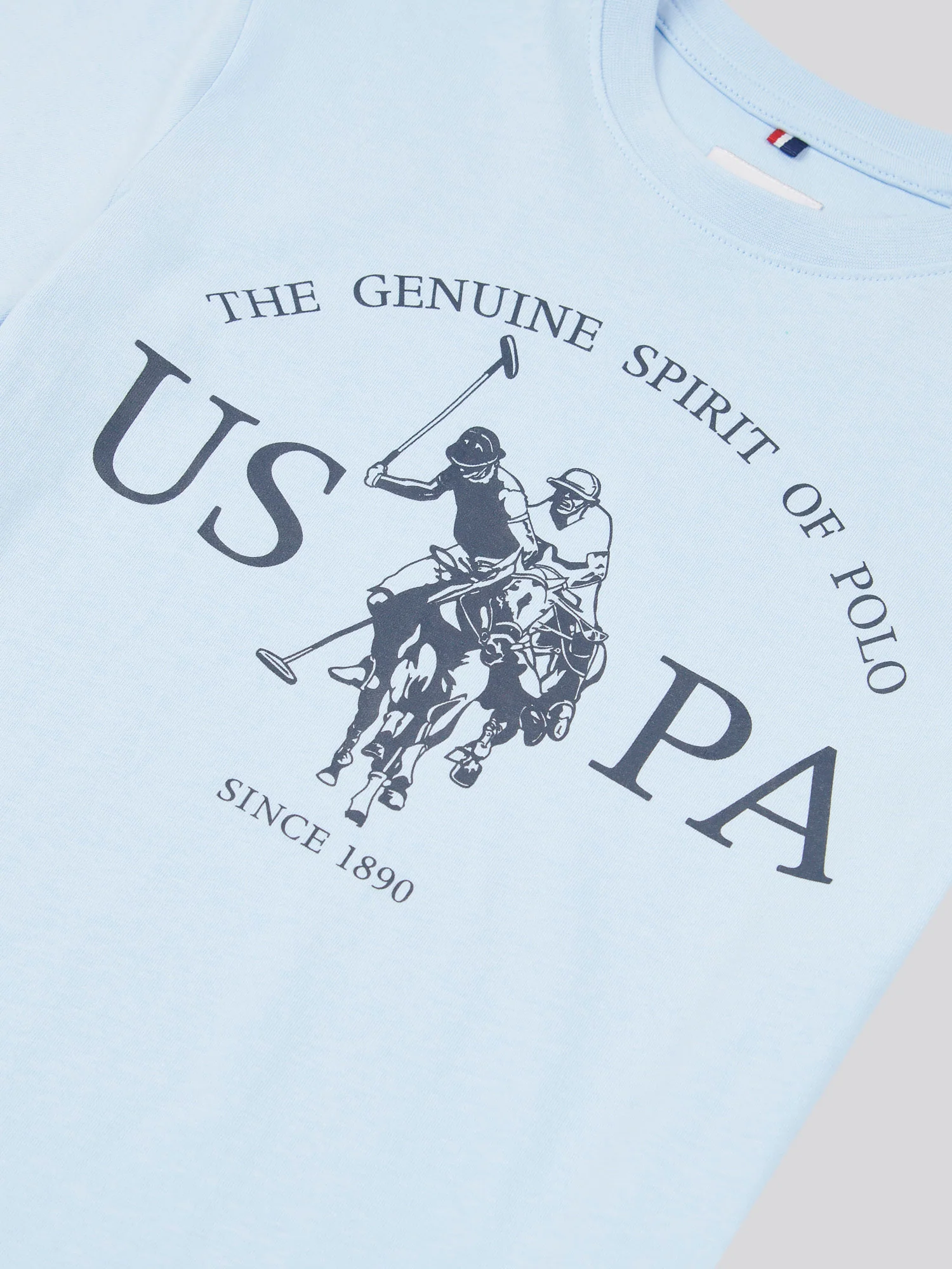 Boys USPA Print Graphic T-Shirt in Chambray Blue - Image 7