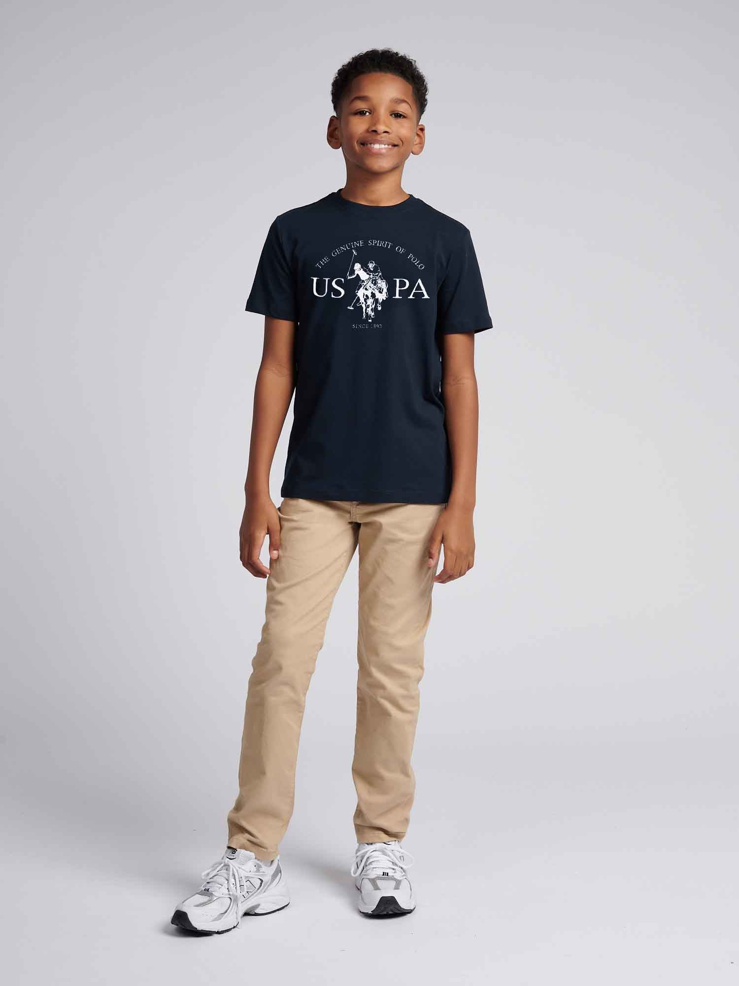 Boys USPA Print Graphic T-Shirt in Dark Sapphire Navy - Image 3