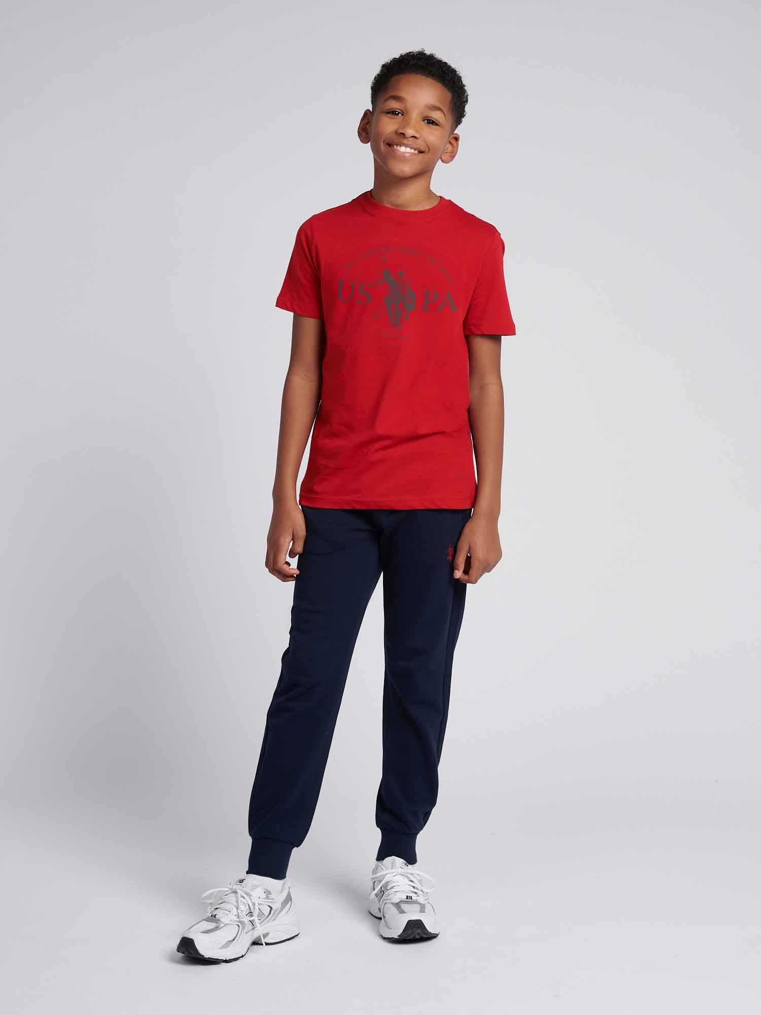 Boys USPA Print Graphic T-Shirt in Haute Red - Image 3