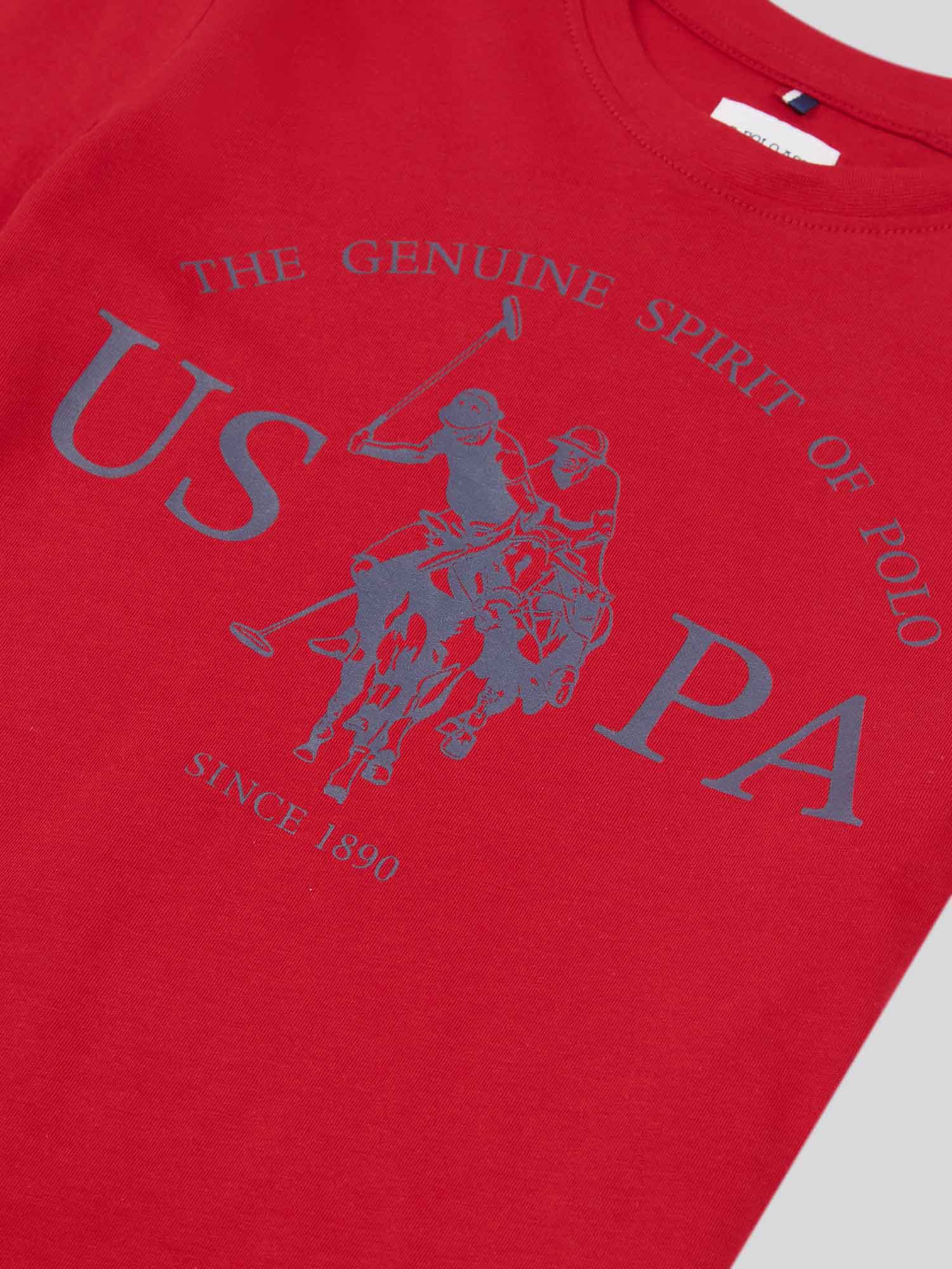 Boys USPA Print Graphic T-Shirt in Haute Red - Image 7