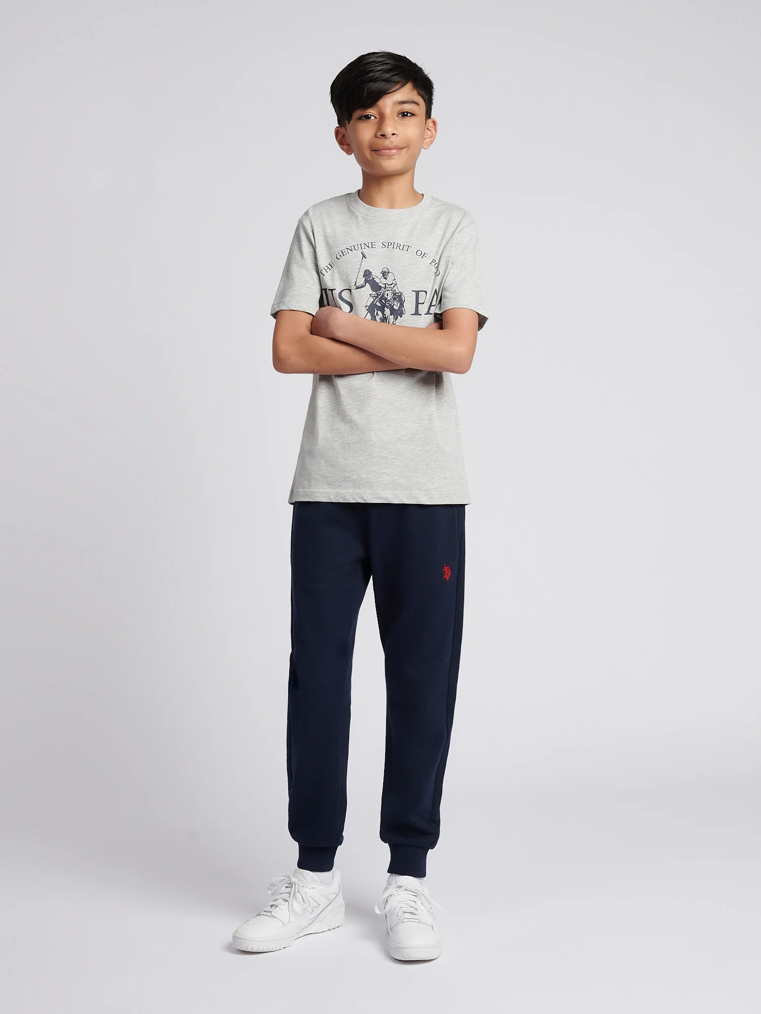 Boys USPA Print Graphic T-Shirt in Mid Grey Marl - Image 3