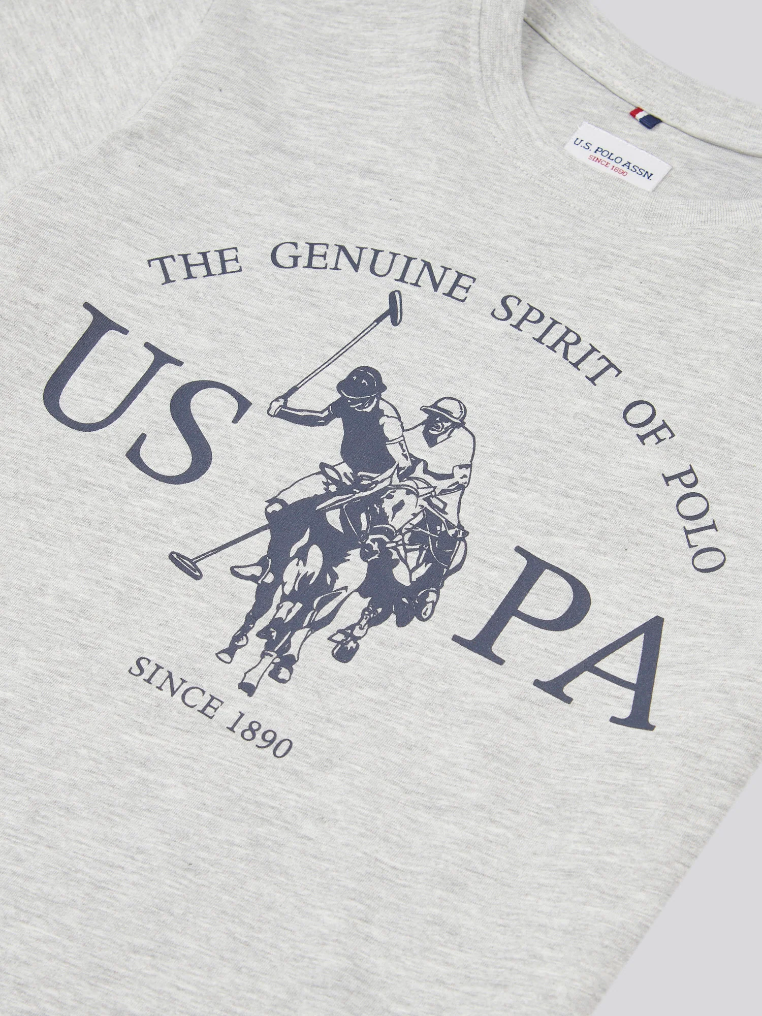 Boys USPA Print Graphic T-Shirt in Mid Grey Marl - Image 7