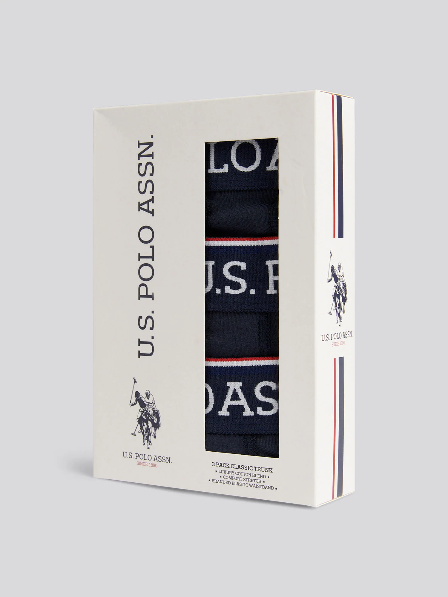 Boys USPA Trunk 3 Pack in Dark Sapphire Navy / White DHM - Image 3