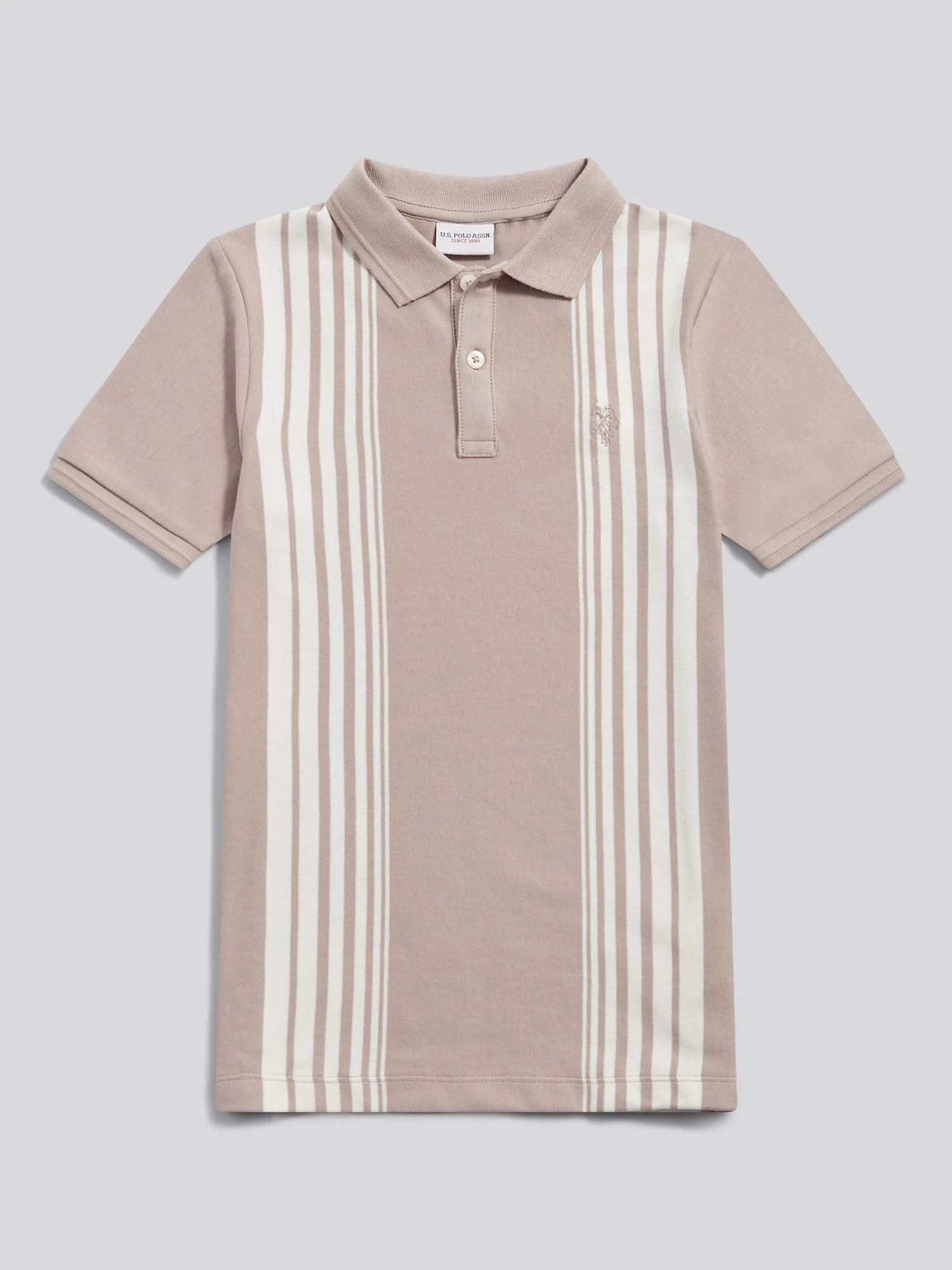 Boys Vertical Stripe Polo Shirt in Atmosphere - Image 5