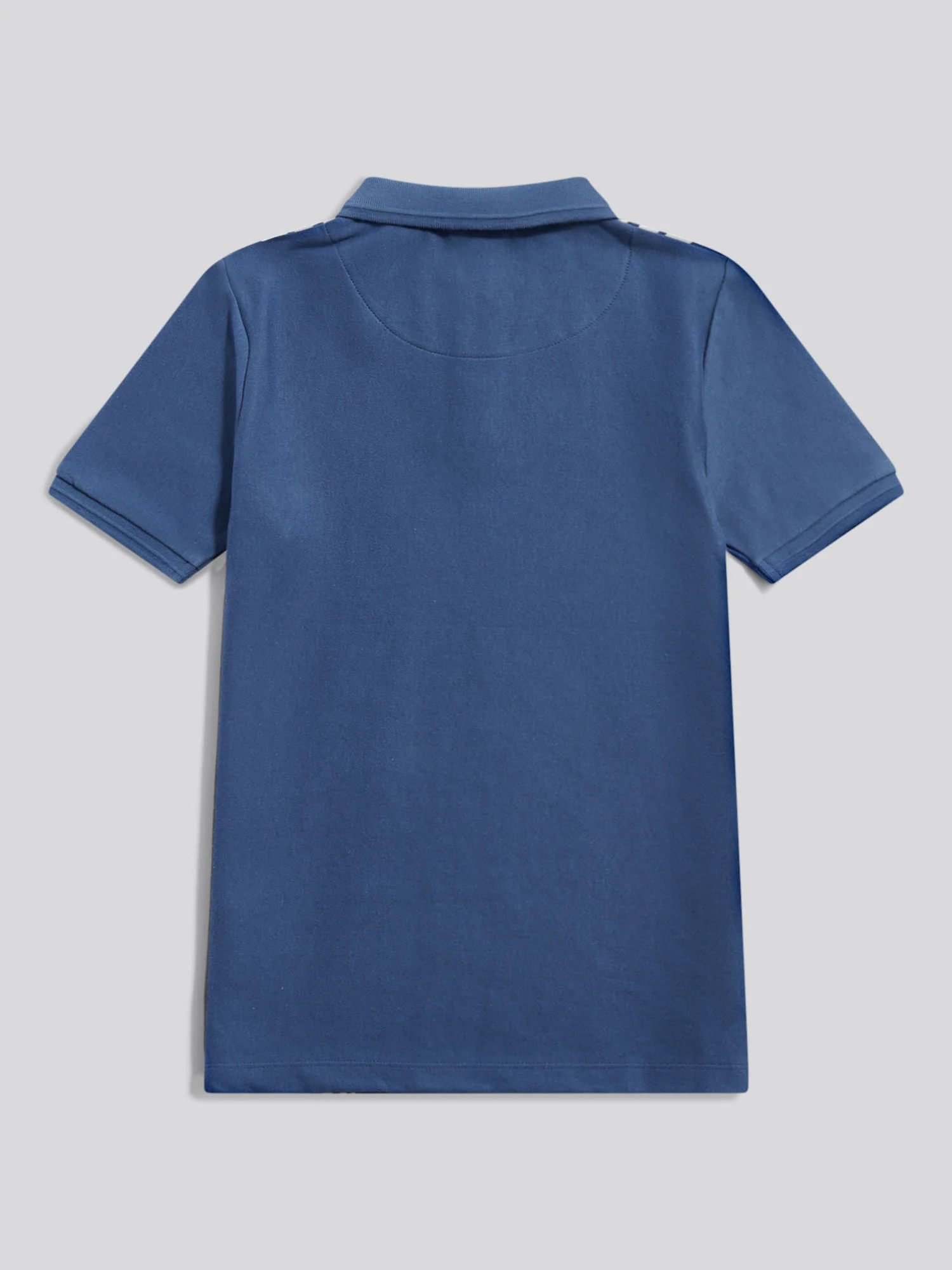 Boys Vertical Stripe Polo Shirt in Vintage Indigo - Image 6