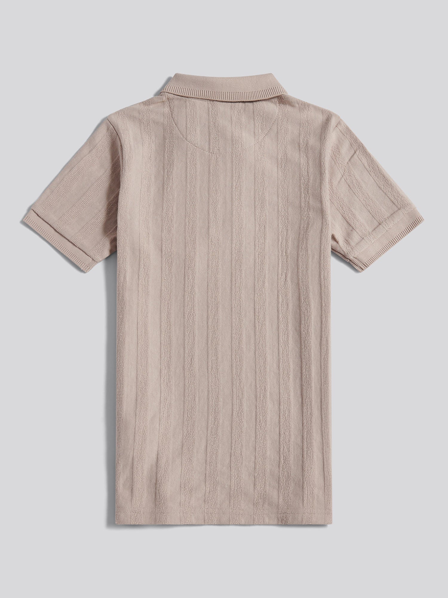 Boys Vertical Stripe Texture Zip Polo Shirt in Atmosphere - Image 2