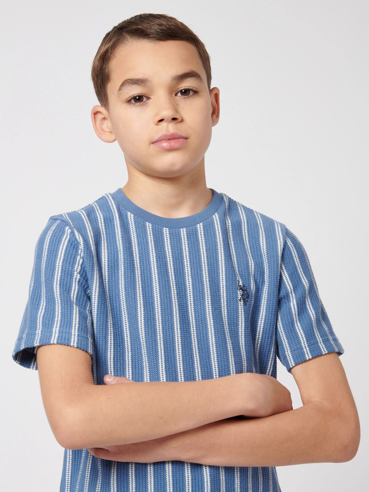Boys Vertical Texture T-Shirt in Blue Horizon - Image 2