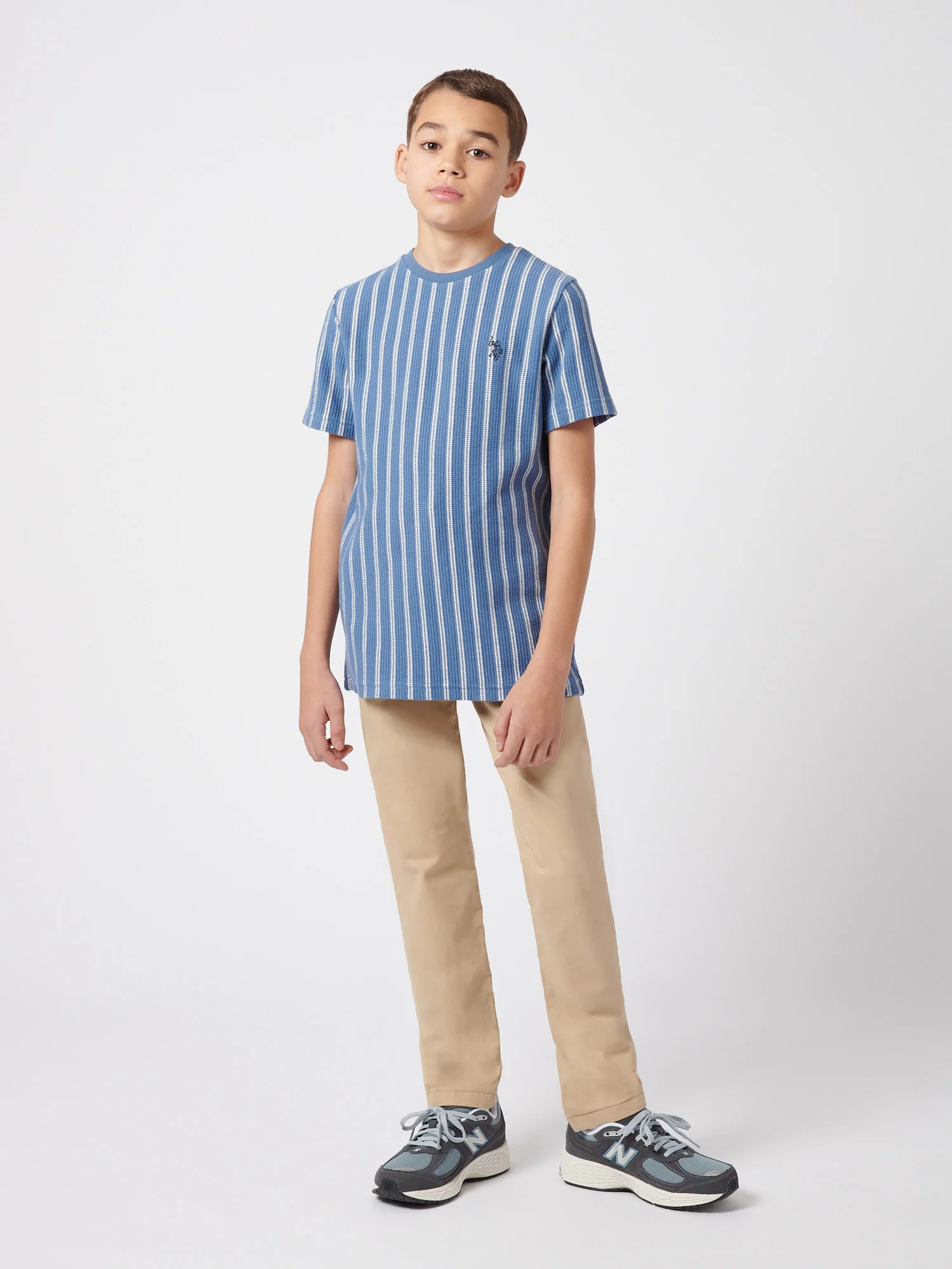 Boys Vertical Texture T-Shirt in Blue Horizon - Image 3