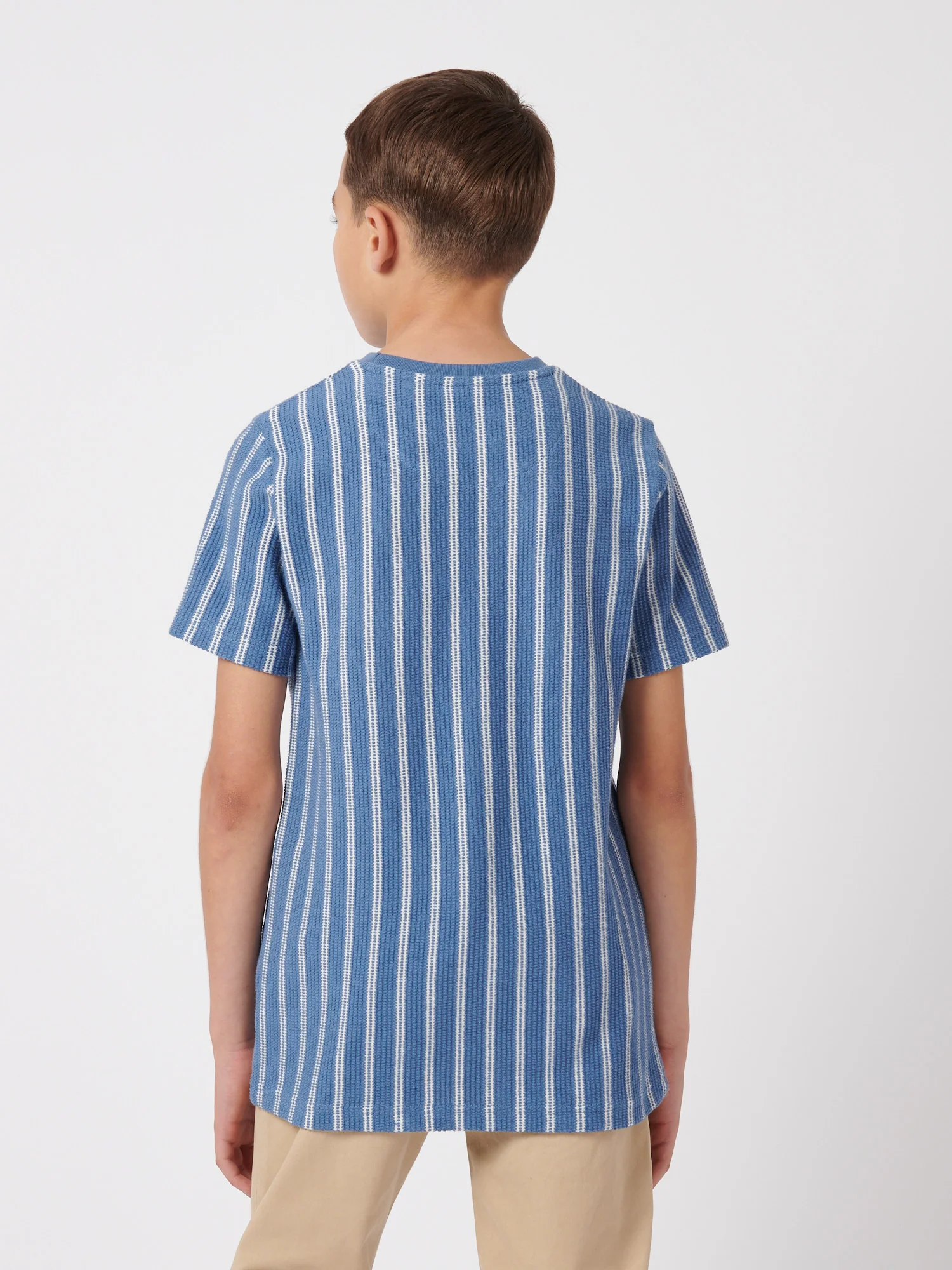Boys Vertical Texture T-Shirt in Blue Horizon - Image 4