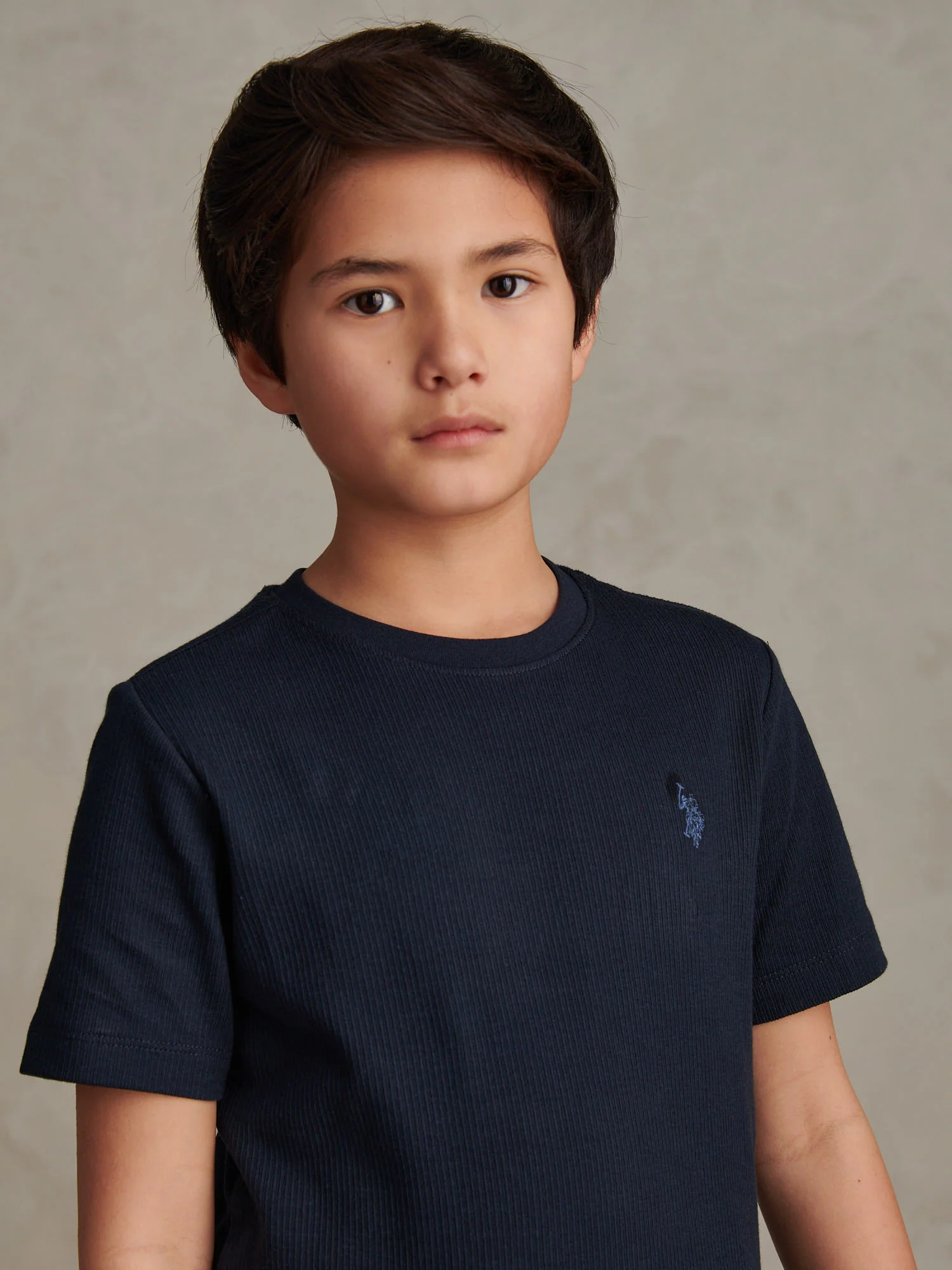 Boys Vertical Texture T-Shirt Dark Sapphire Navy / Moonlight Blue DHM - Image 2