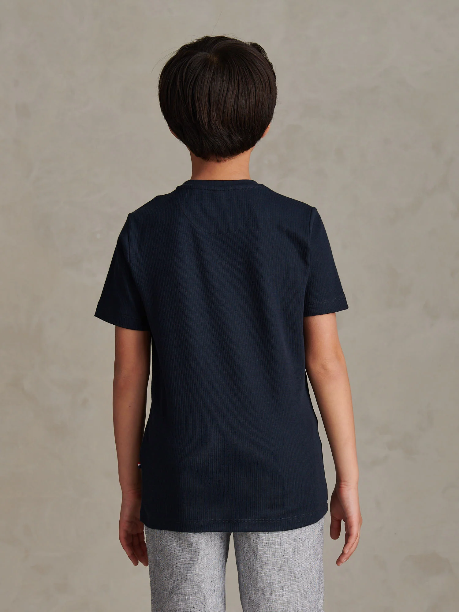 Boys Vertical Texture T-Shirt Dark Sapphire Navy / Moonlight Blue DHM - Image 4