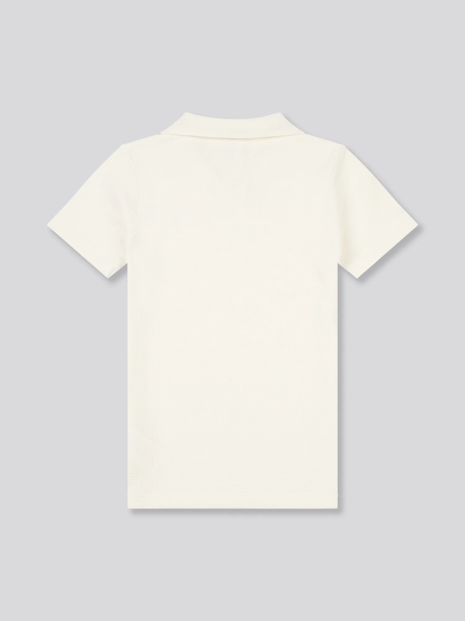 Boys Waffle Texture Open Collar Polo Shirt in Whisper White - Image 6