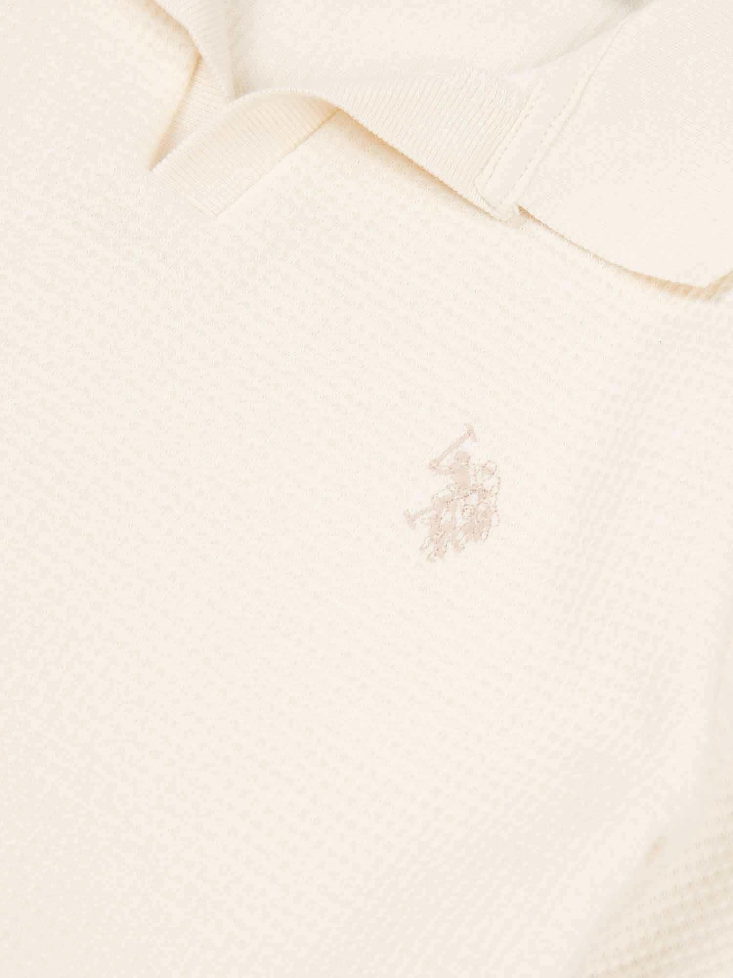 Boys Waffle Texture Open Collar Polo Shirt in Whisper White - Image 7