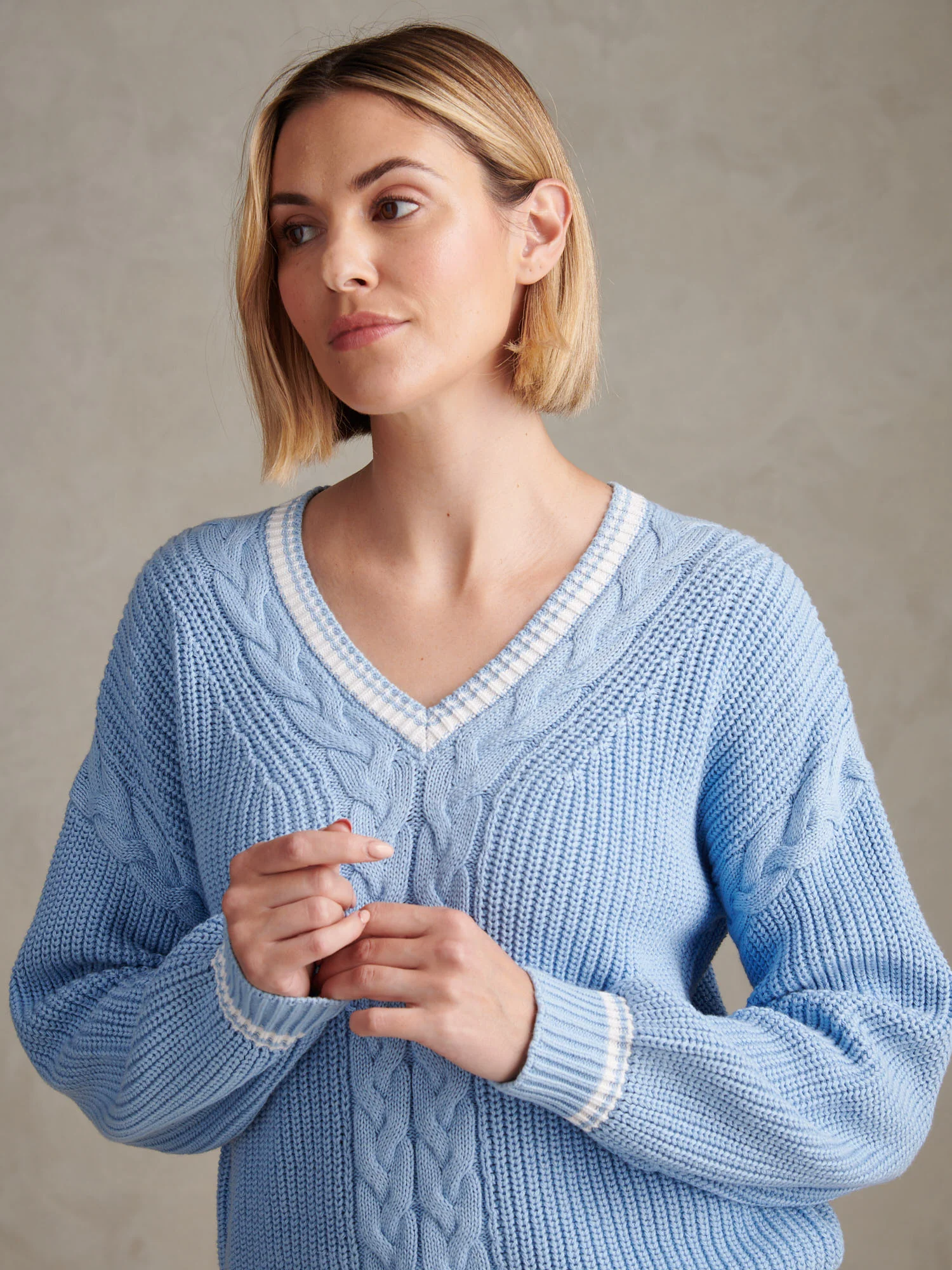 Womens Braid Cable Cricket Jumper Open Air - Image 5