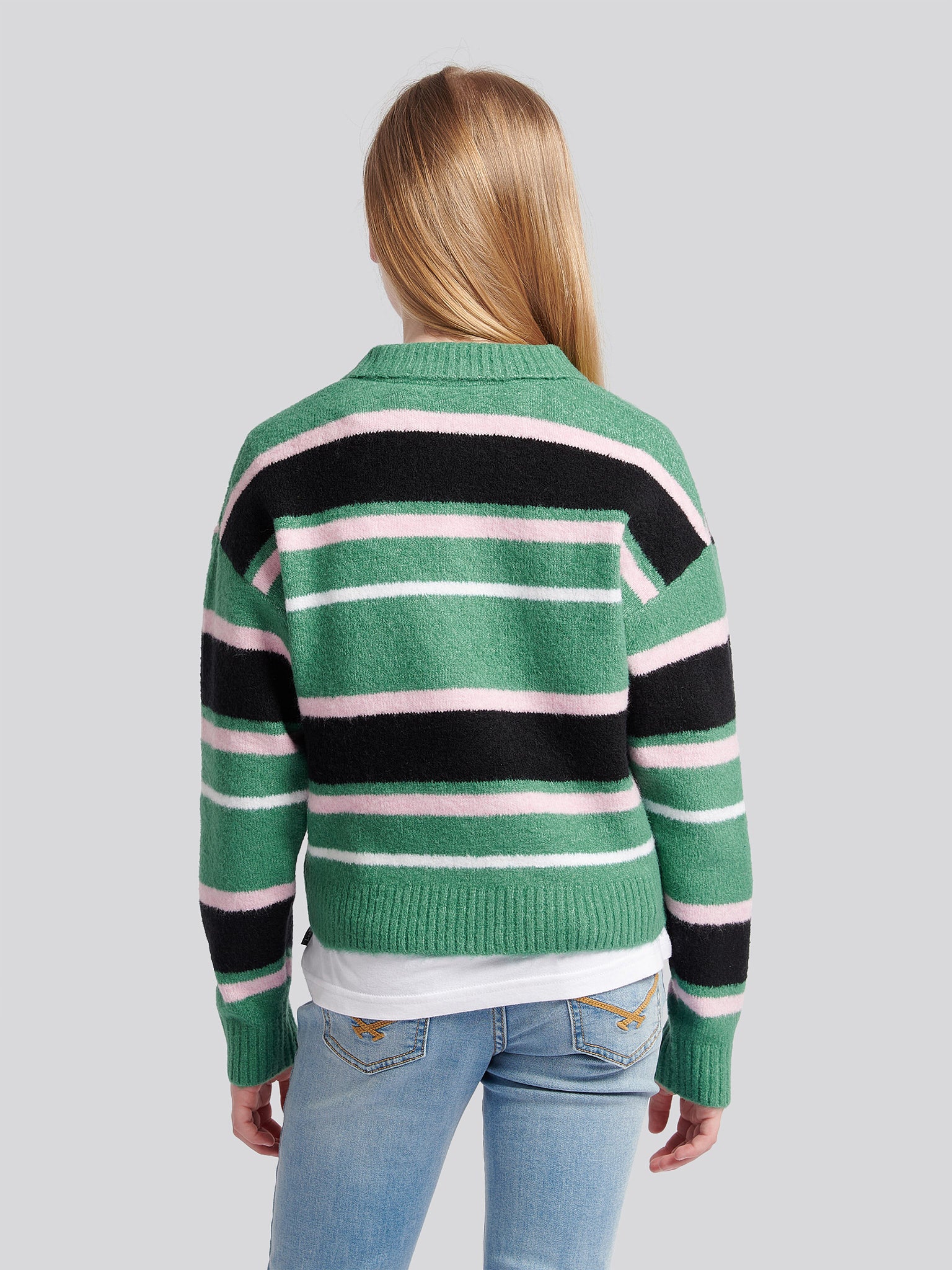 Brushed Stripe Polo Jumper Deep Sea - Image 4
