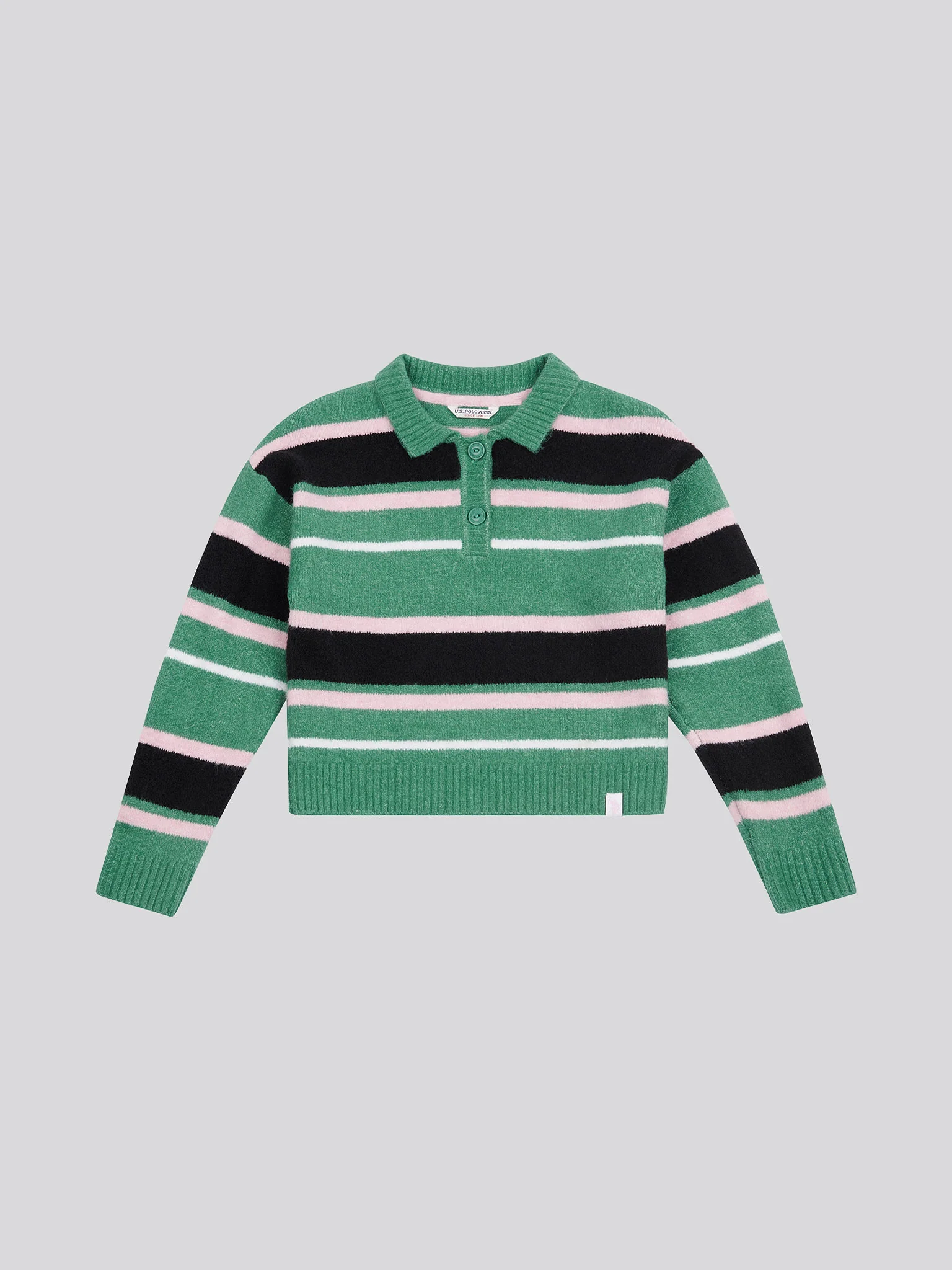 Brushed Stripe Polo Jumper Deep Sea - Image 5