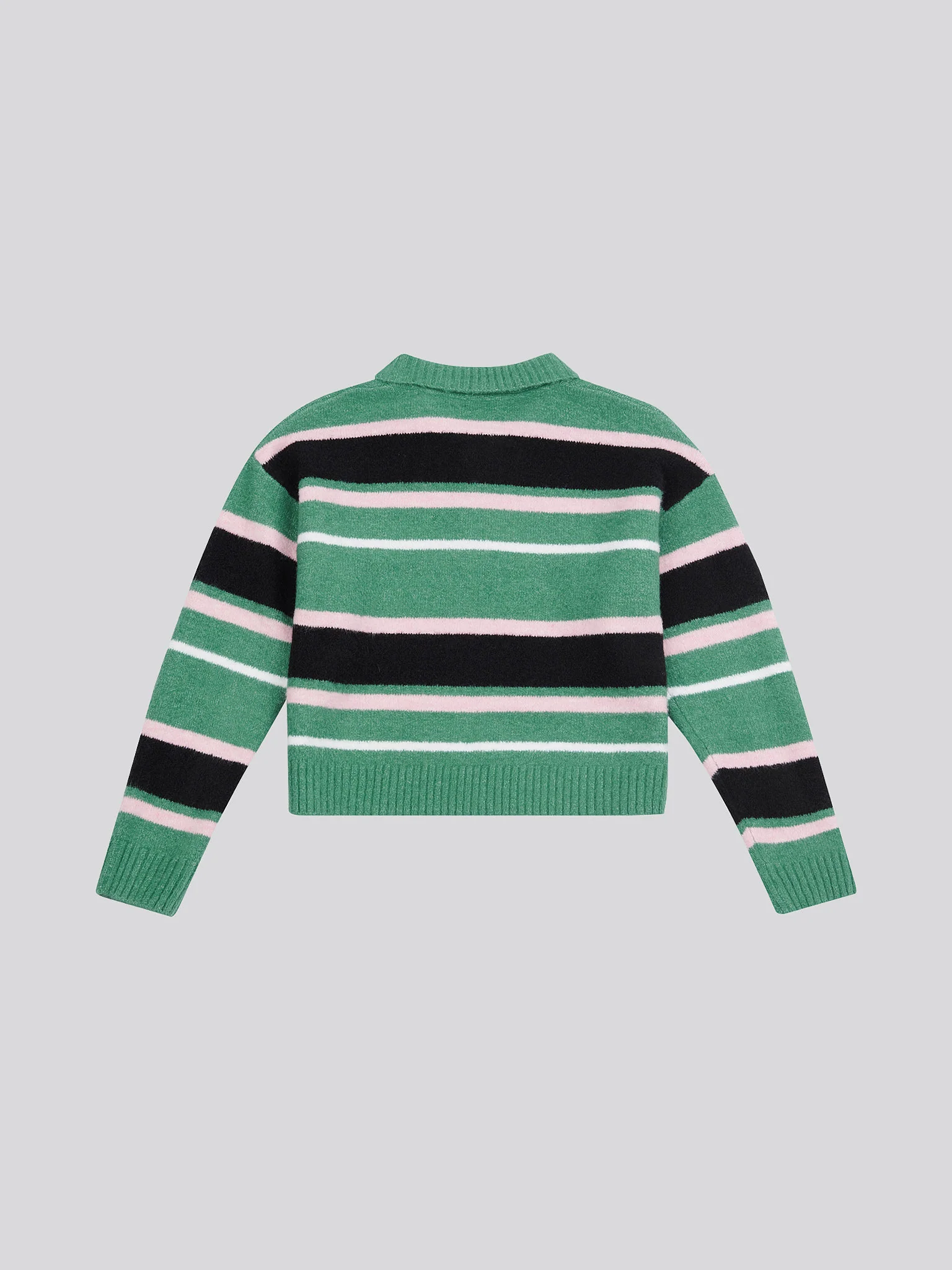 Brushed Stripe Polo Jumper Deep Sea - Image 6