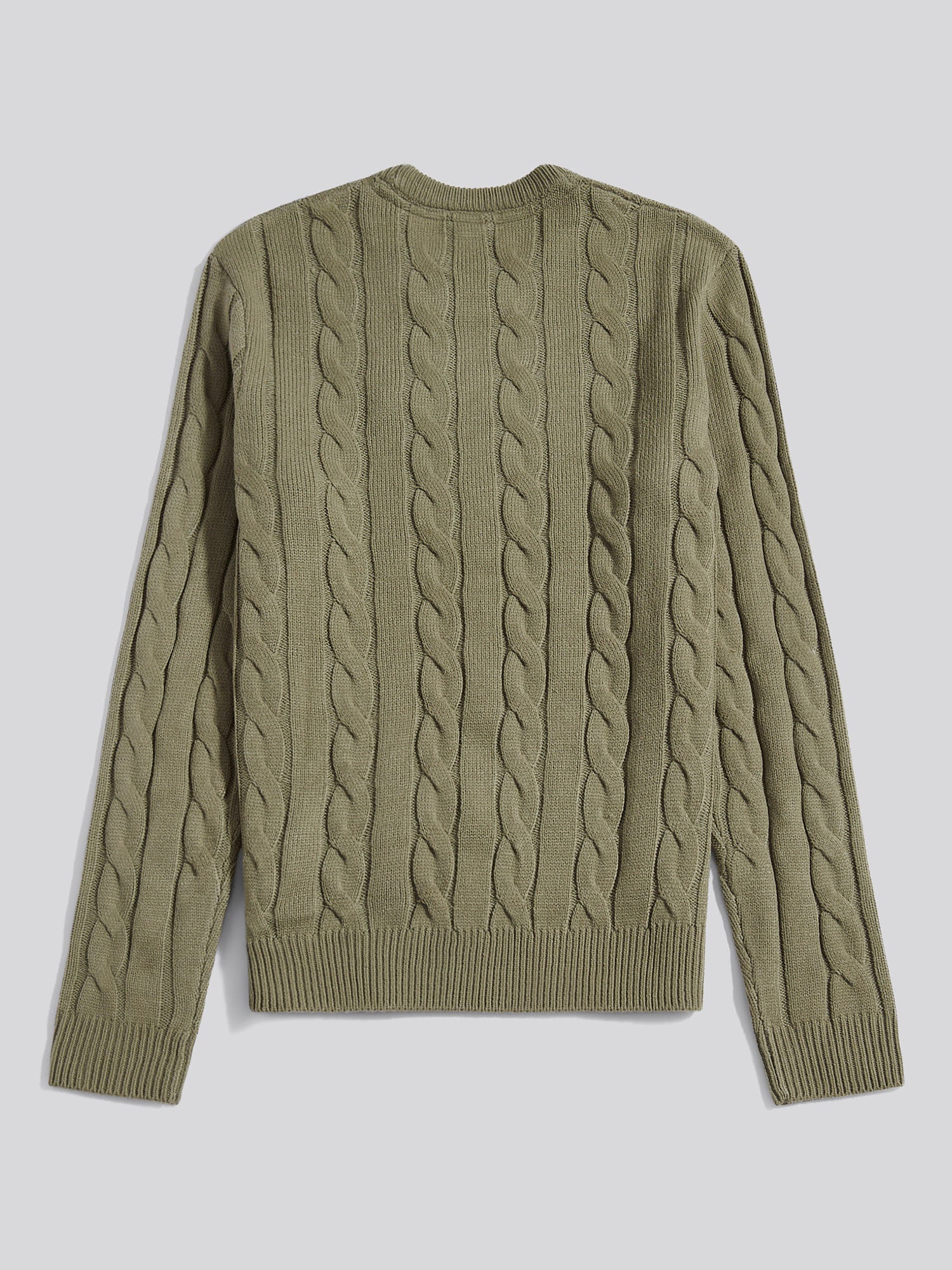 Mens Cable Knit Crew in Mulled Basil - Image 6