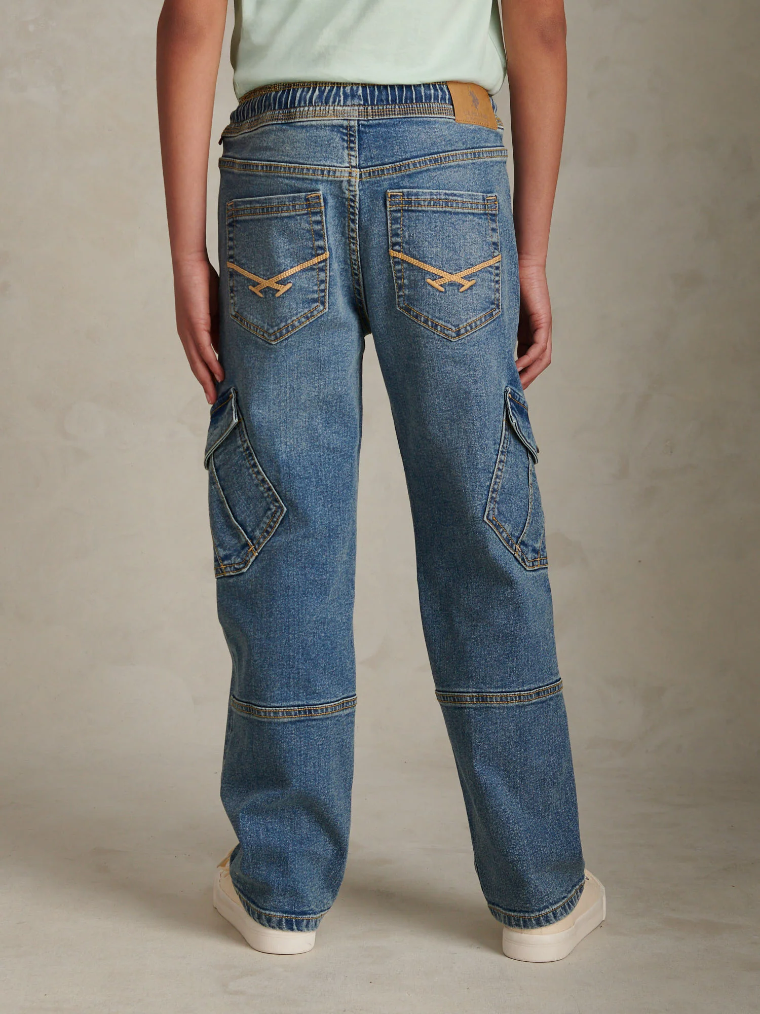 Boys Cargo Fit Stretch Jeans Worn Wash - Image 4