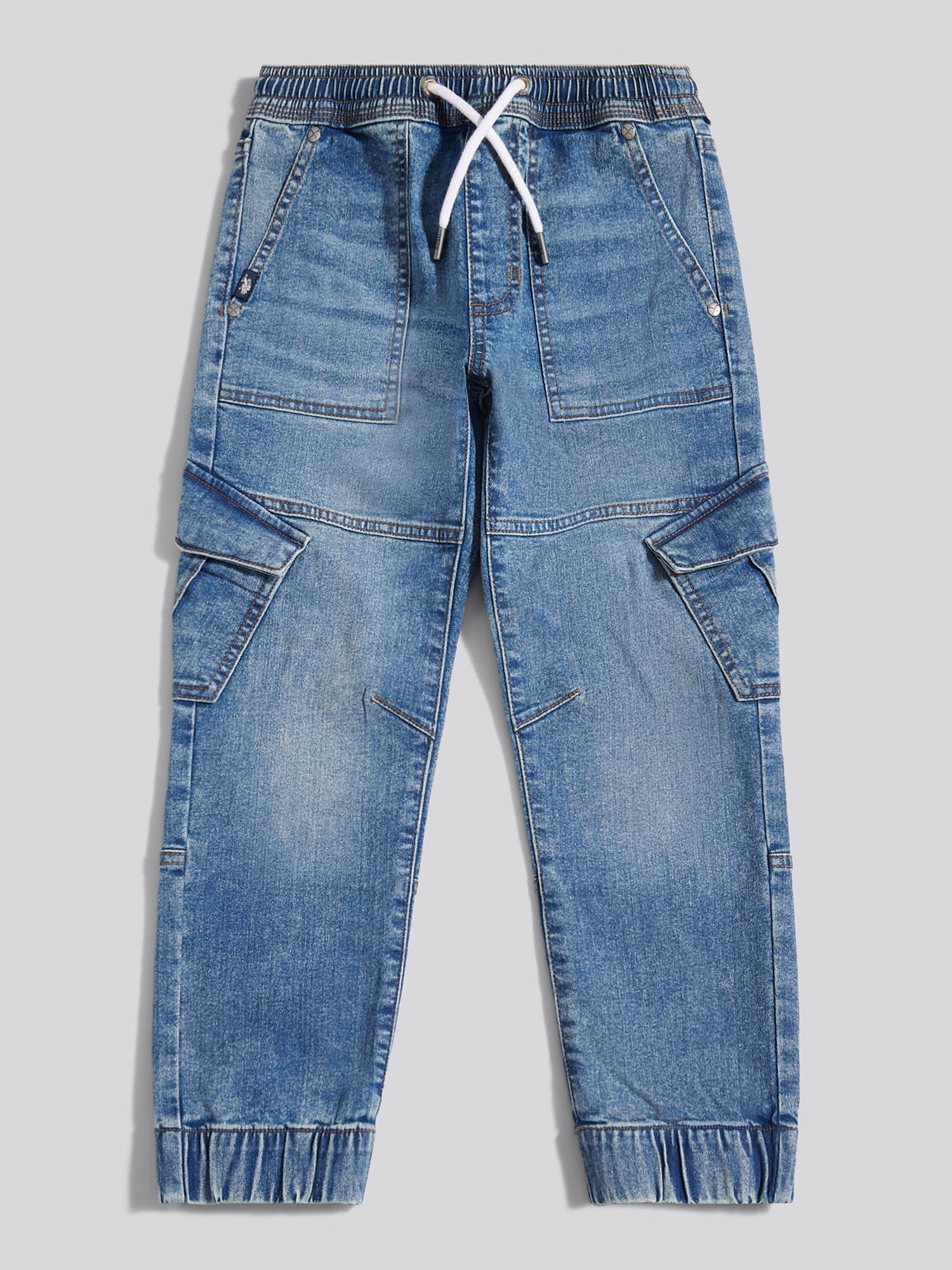 Boys Cargo Fit Stretch Jeans Worn Wash - Image 7