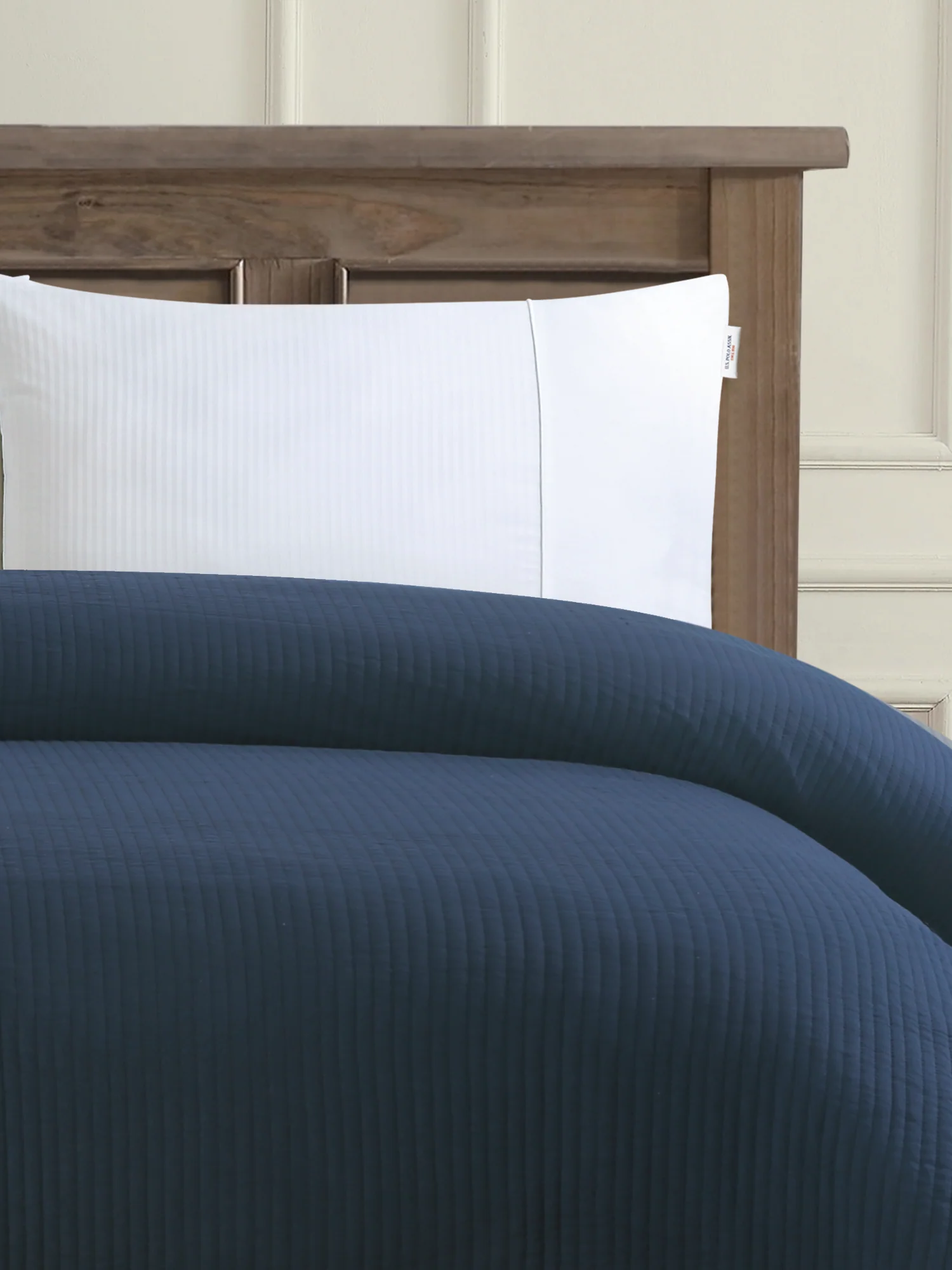 Channel Row Quilted Bedspread Navy Iris - Image 3