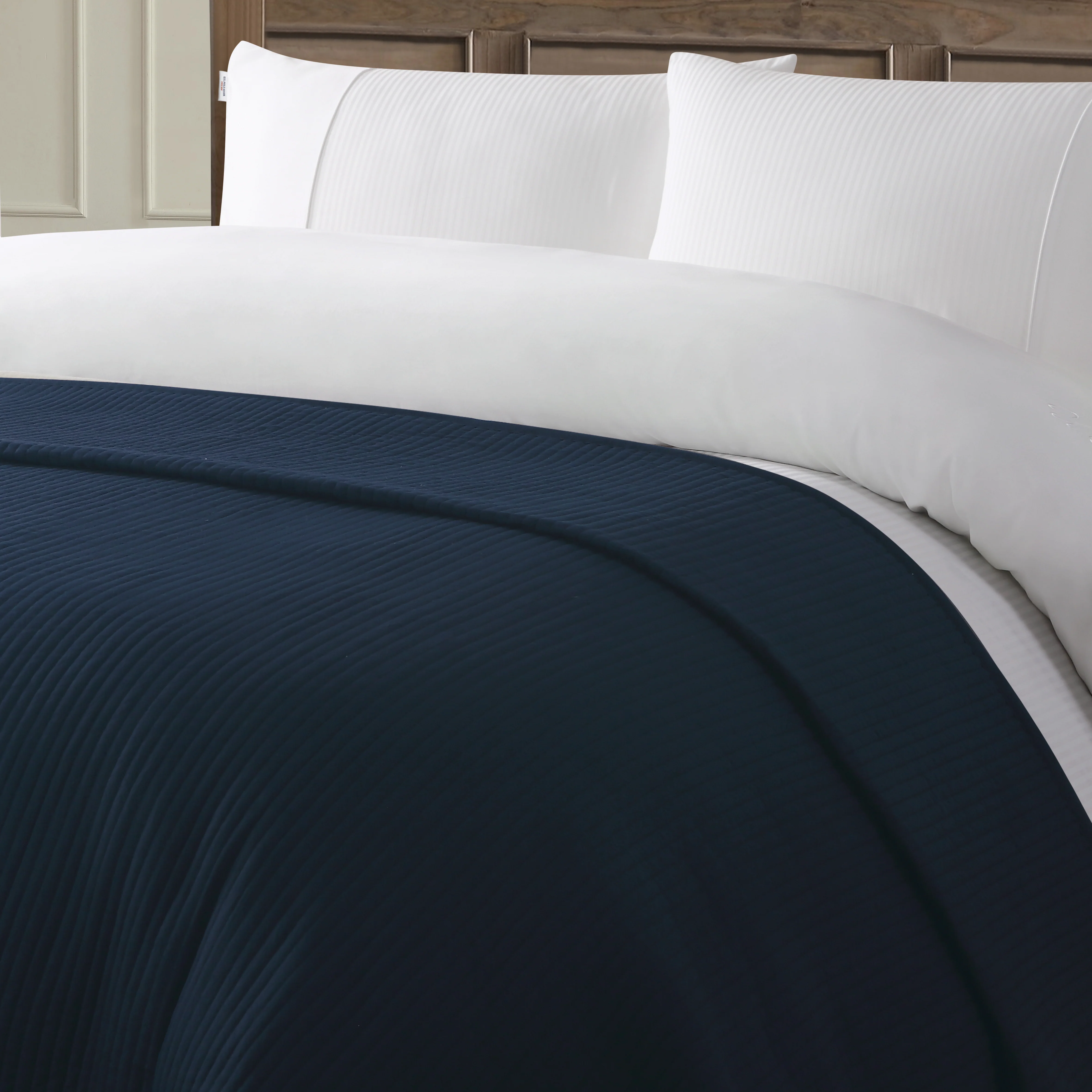 Channel Row Quilted Bedspread Navy Iris - Image 4