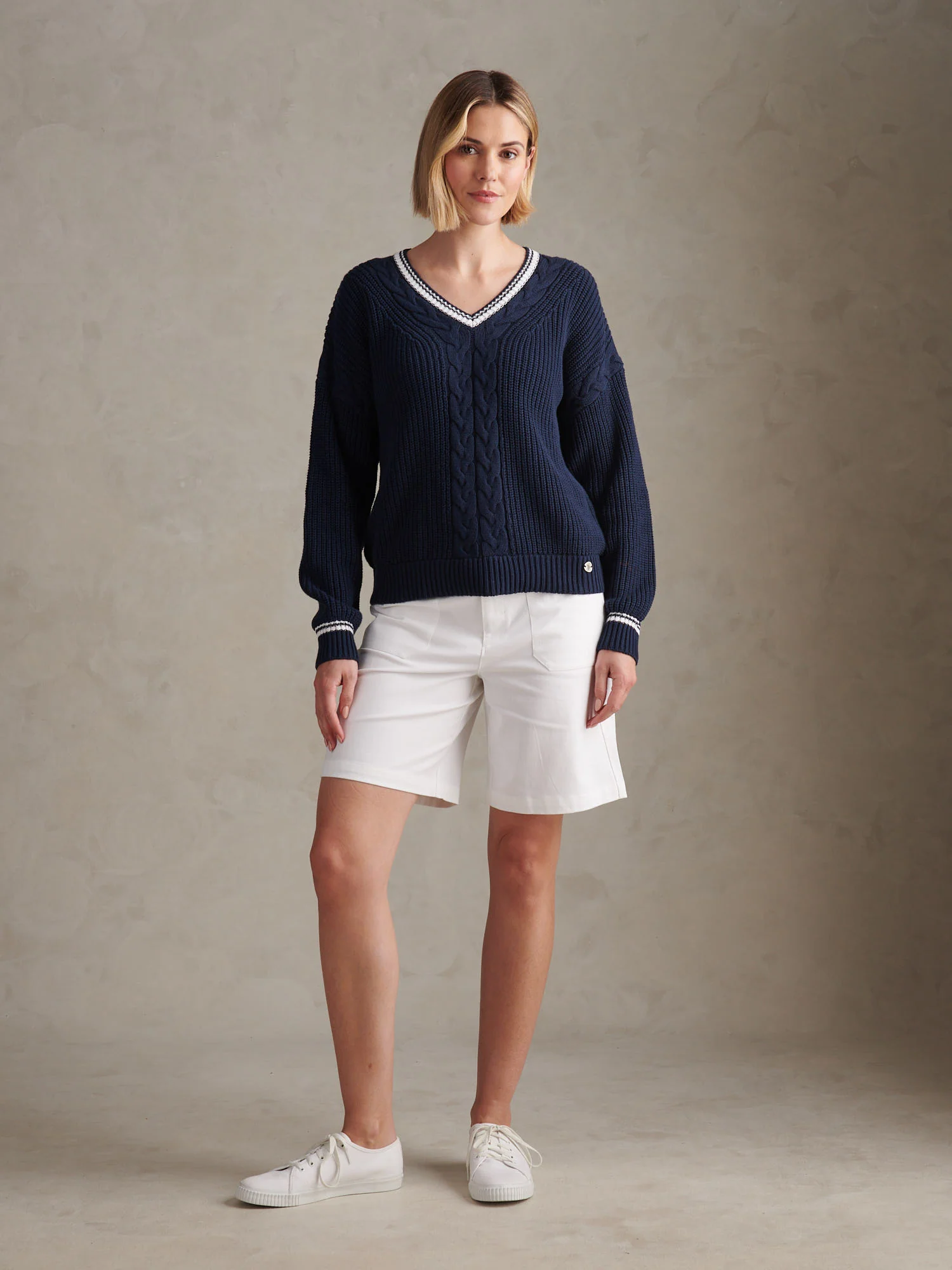 Womens Longline Chino Shorts Bright White - Image 3