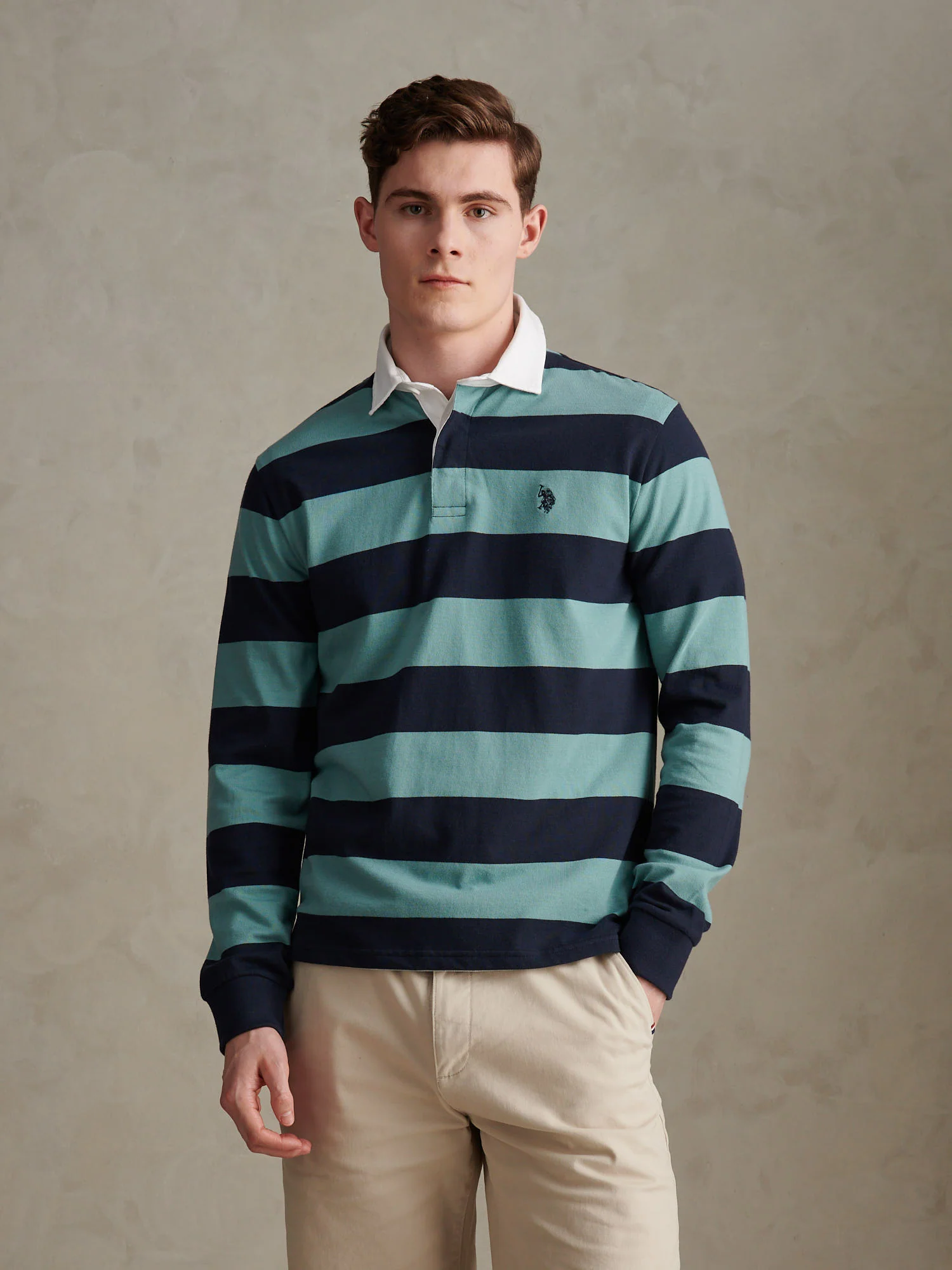Mens Classic Stripe Rugby Shirt Arctic