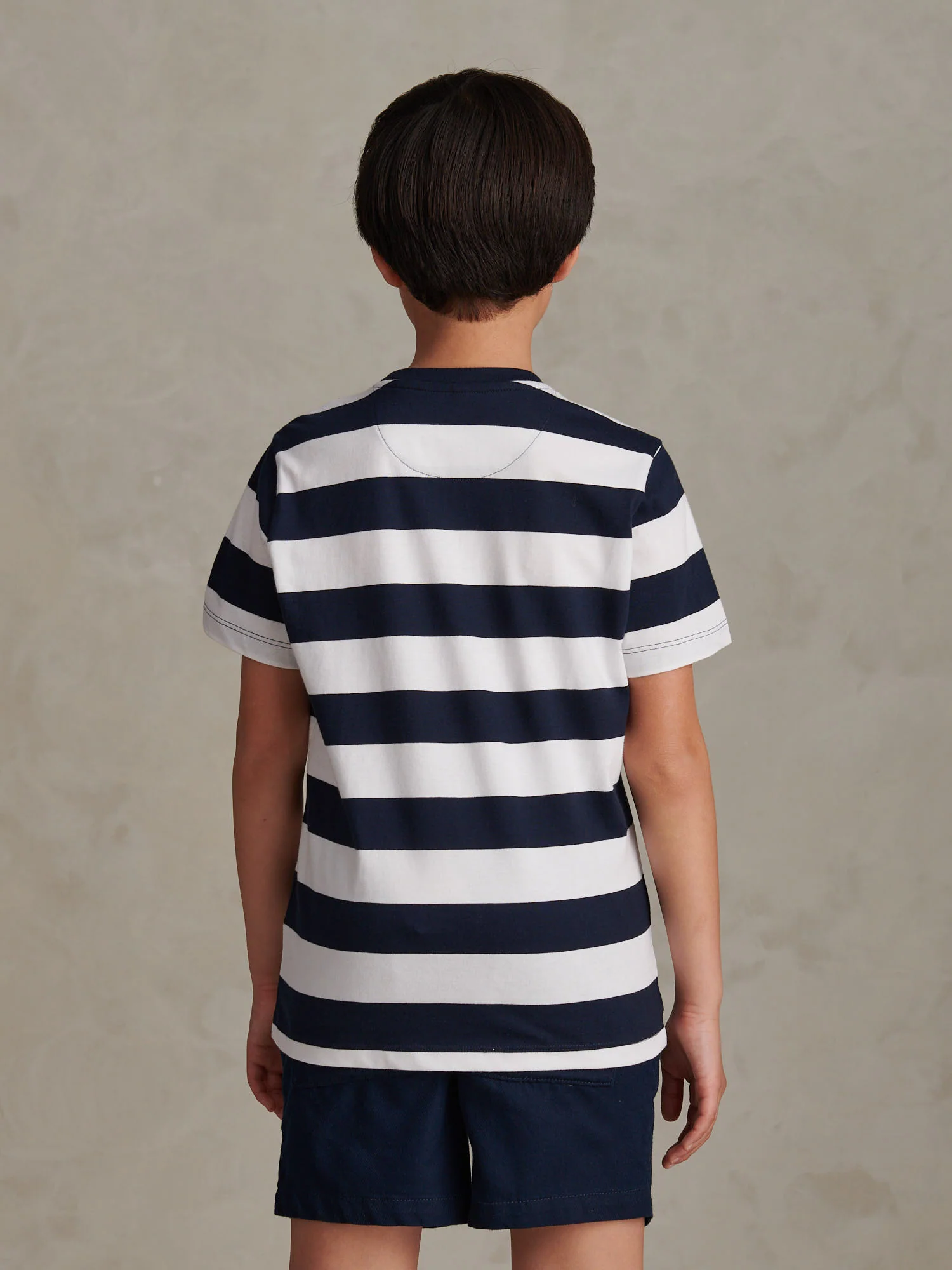 Boys Classic Stripe T-Shirt Dark Sapphire Navy - Image 4