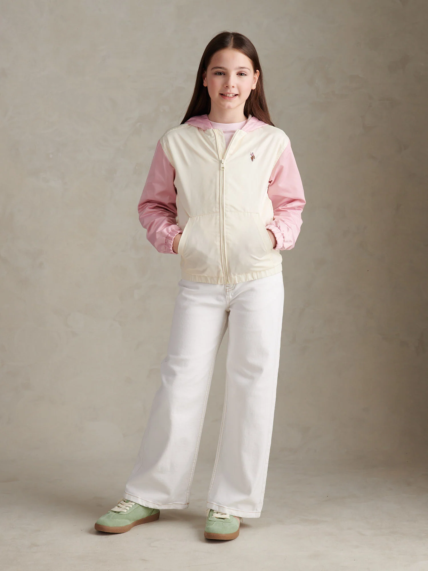 Girls Colourblock Hooded Windbreaker Marshmallow - Image 3