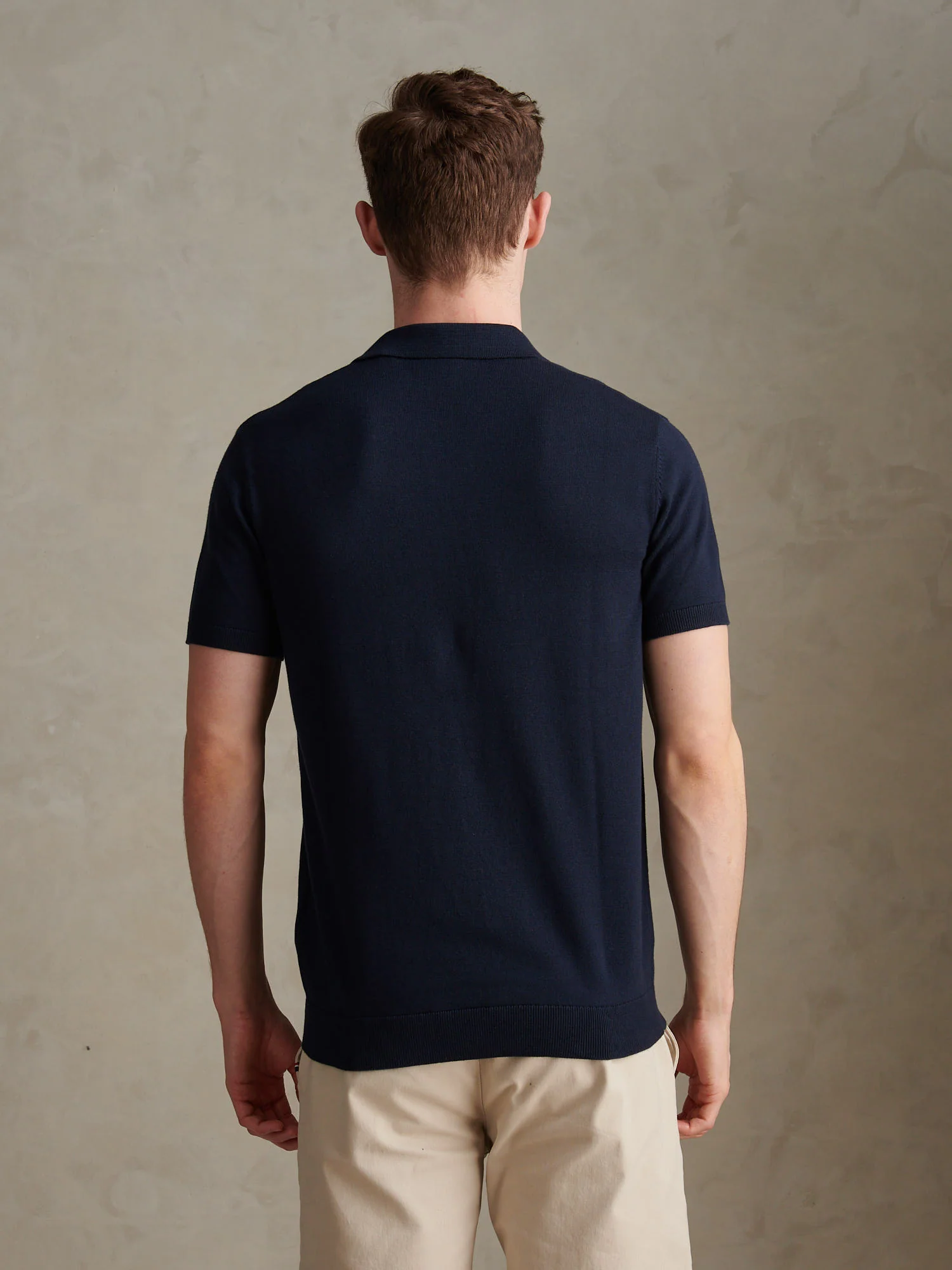 Mens Combed Cotton Double Horsemen Revere Polo Shirt Dark Sapphire Navy / Haute Red DHM - Image 4