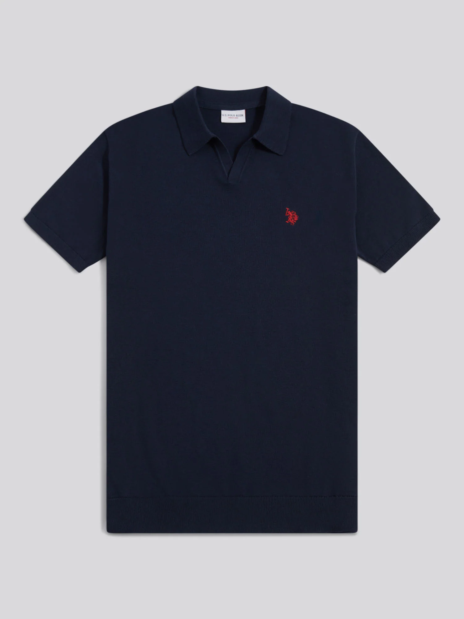 Mens Combed Cotton Double Horsemen Revere Polo Shirt Dark Sapphire Navy / Haute Red DHM - Image 5