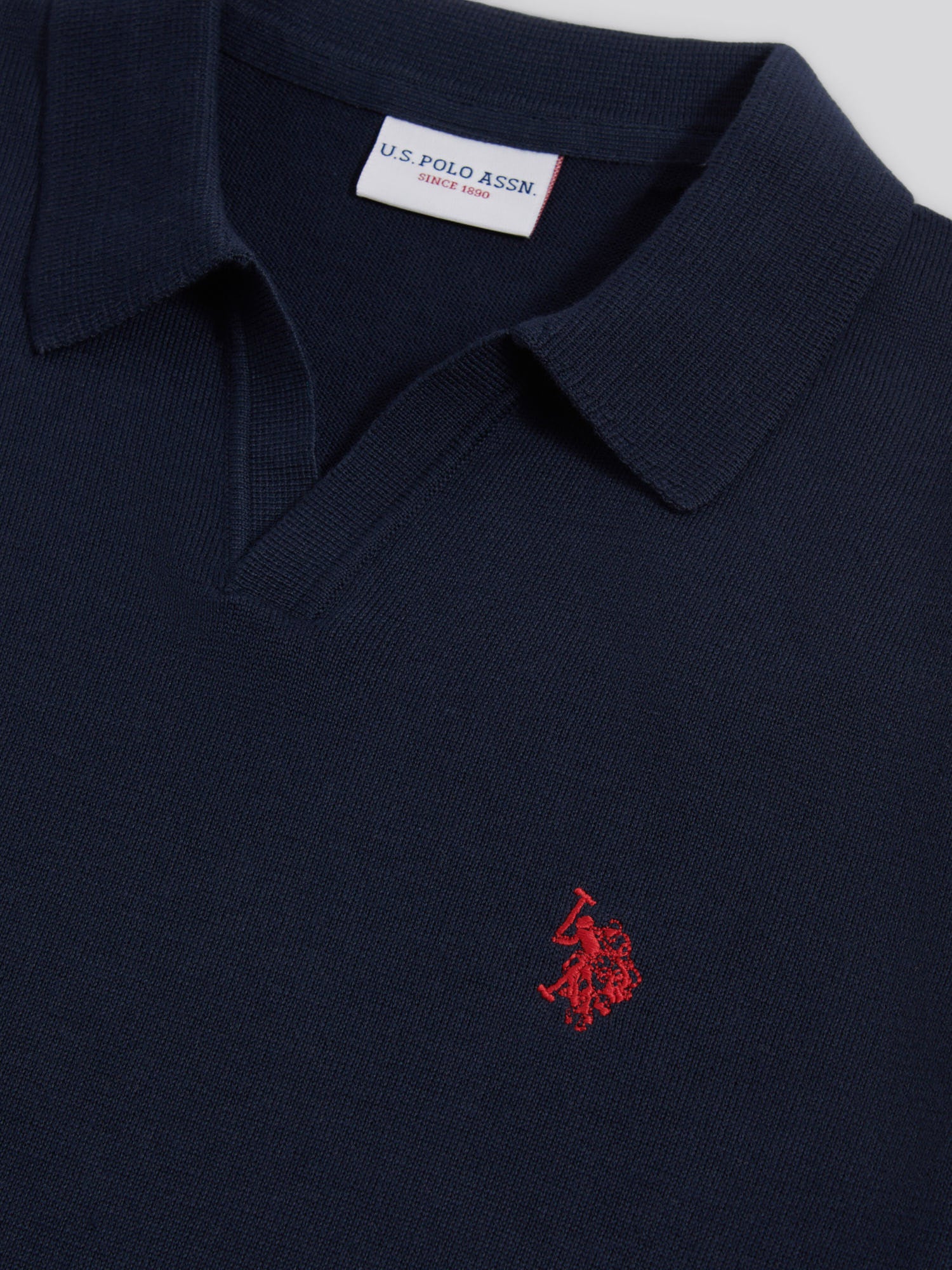 Mens Combed Cotton Double Horsemen Revere Polo Shirt Dark Sapphire Navy / Haute Red DHM - Image 7